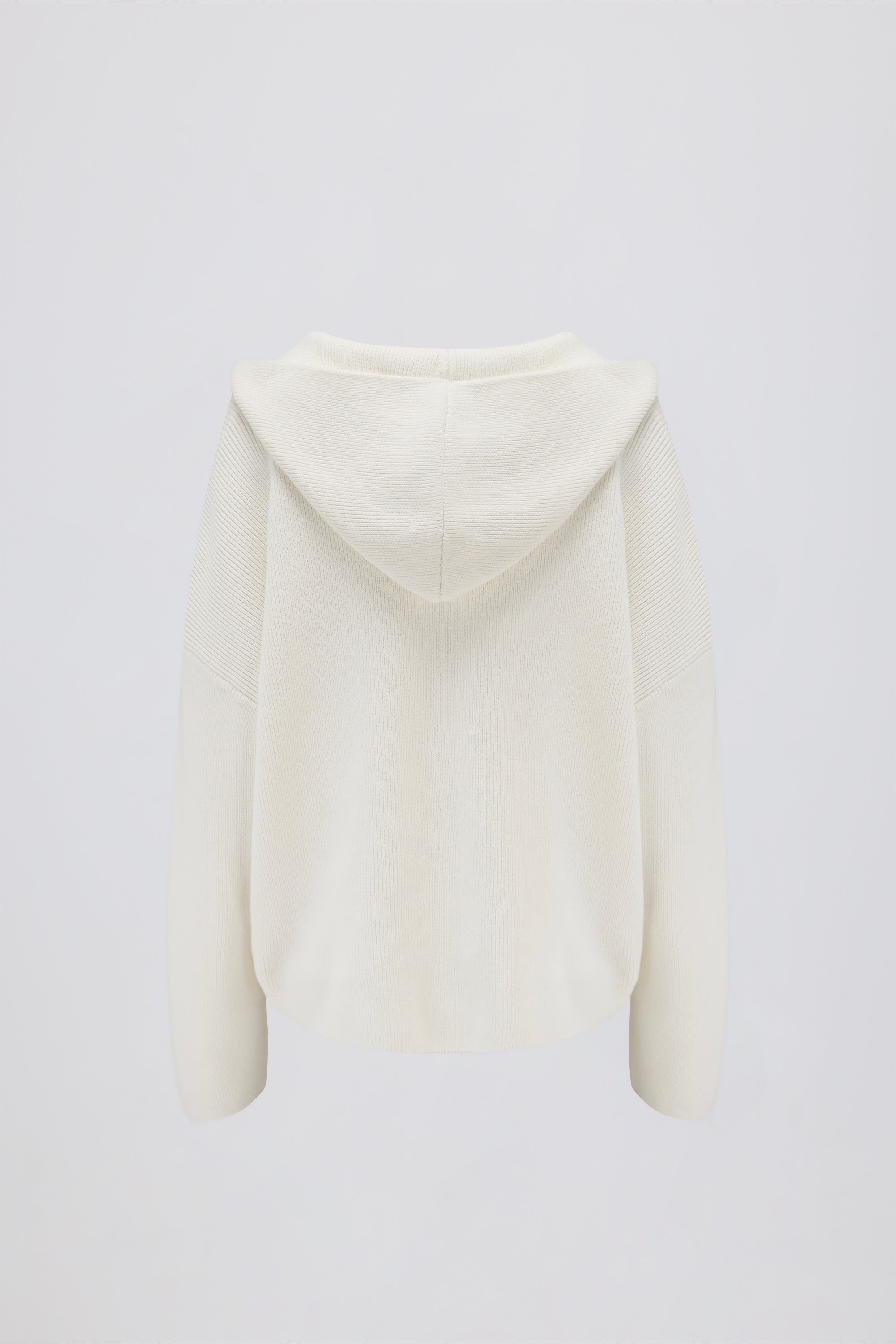 Ribbed Knit Oversized Hoodie in Ivory