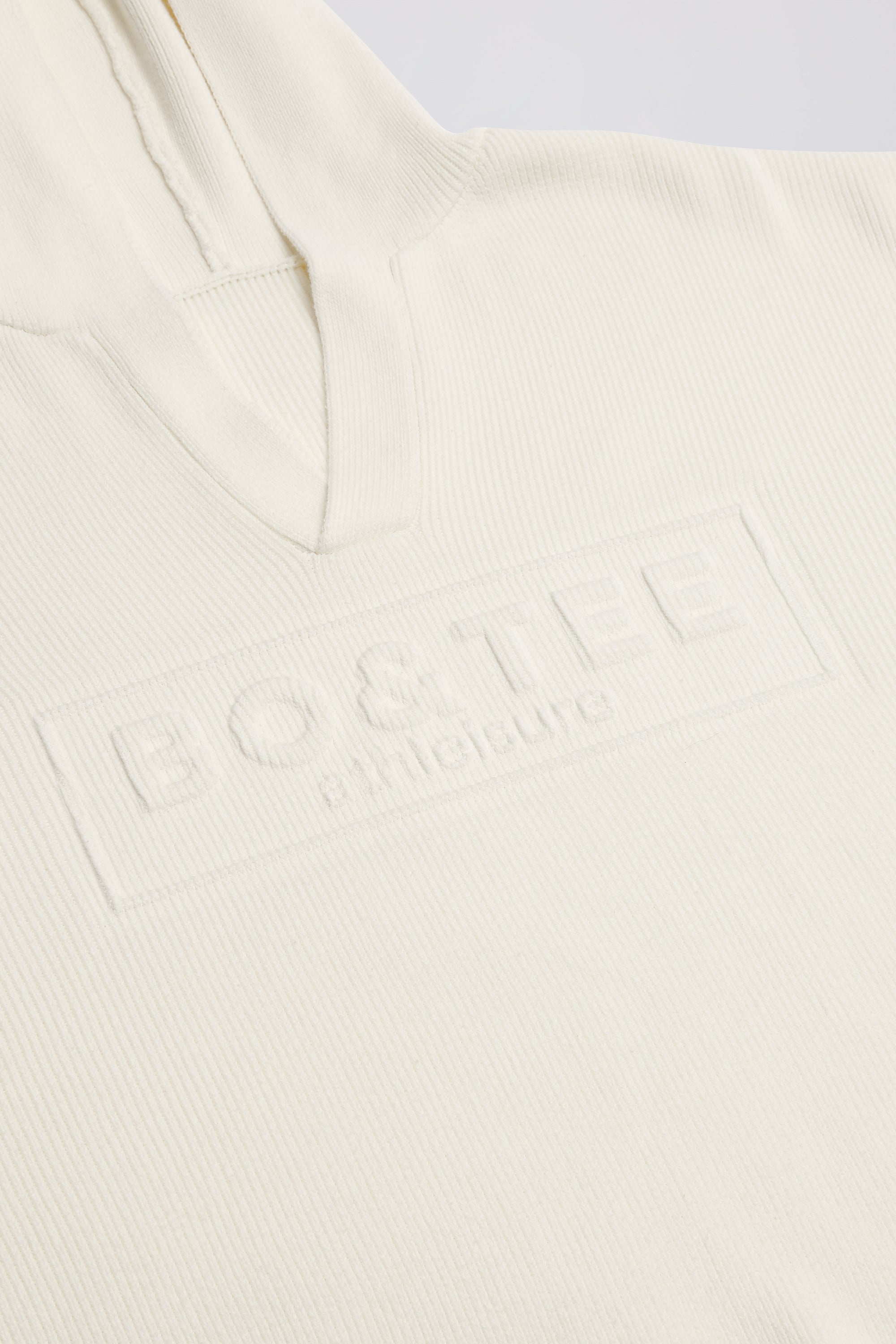 Ribbed Knit Oversized Hoodie in Ivory