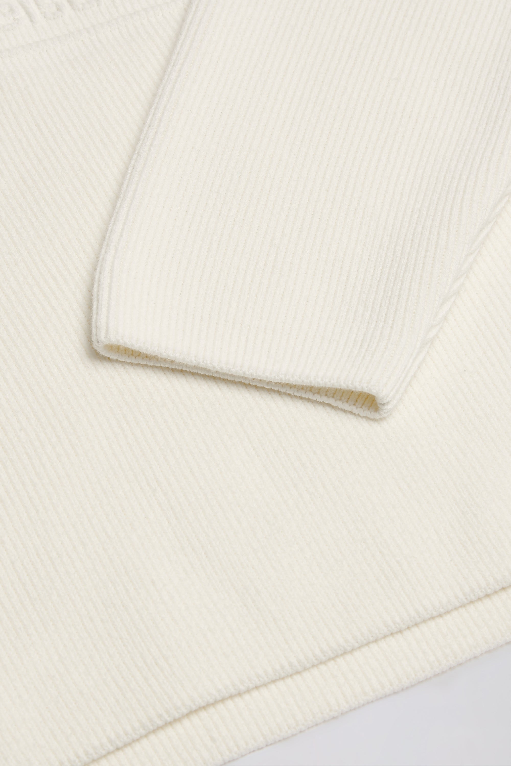 Ribbed Knit Oversized Hoodie in Ivory