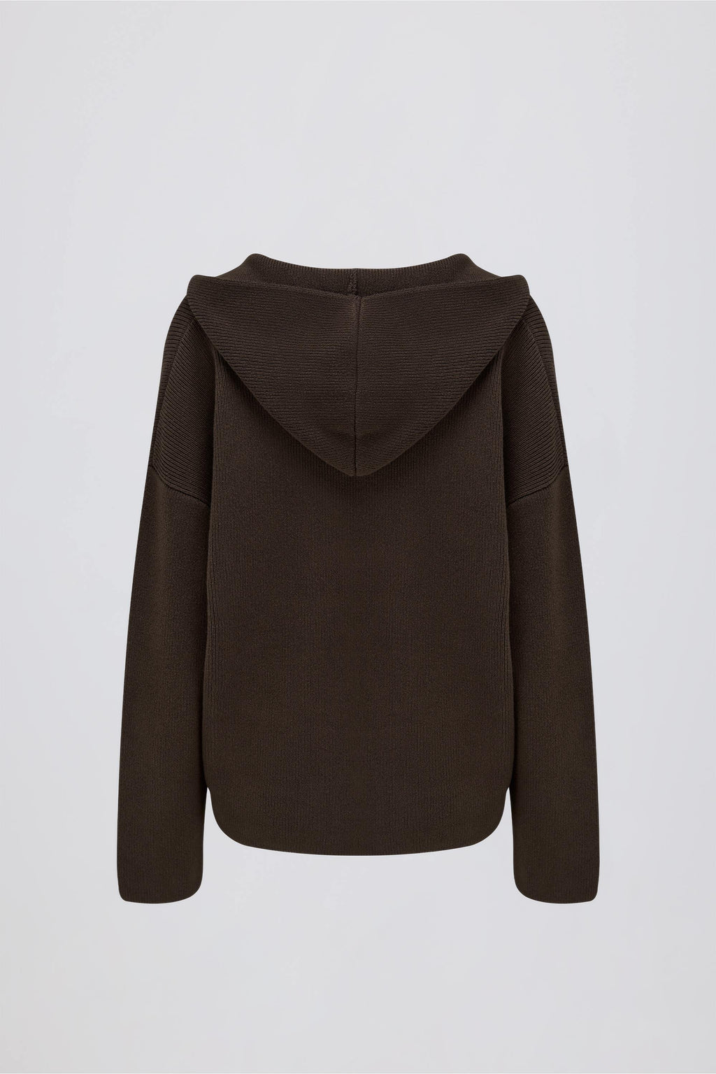 Ribbed Knit Oversized Hoodie in Pecan