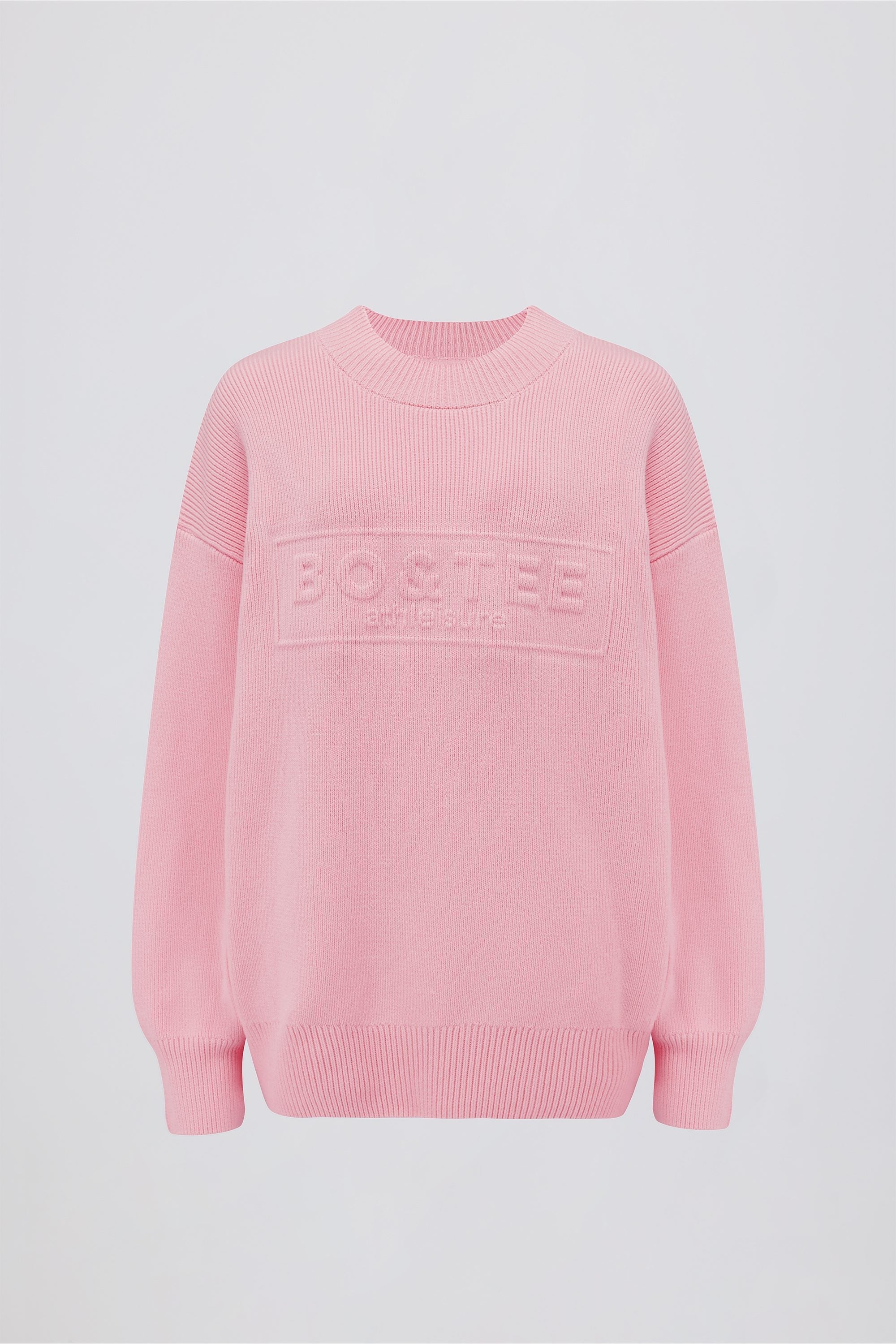 Ribbed Knit Oversized Jumper in Pale Pink