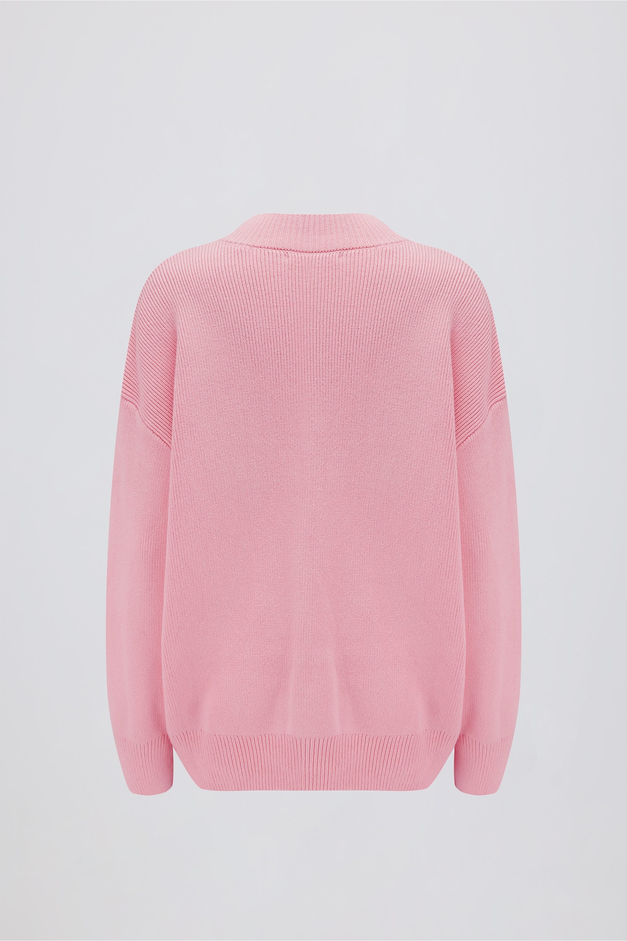 Ribbed Knit Oversized Jumper in Pale Pink