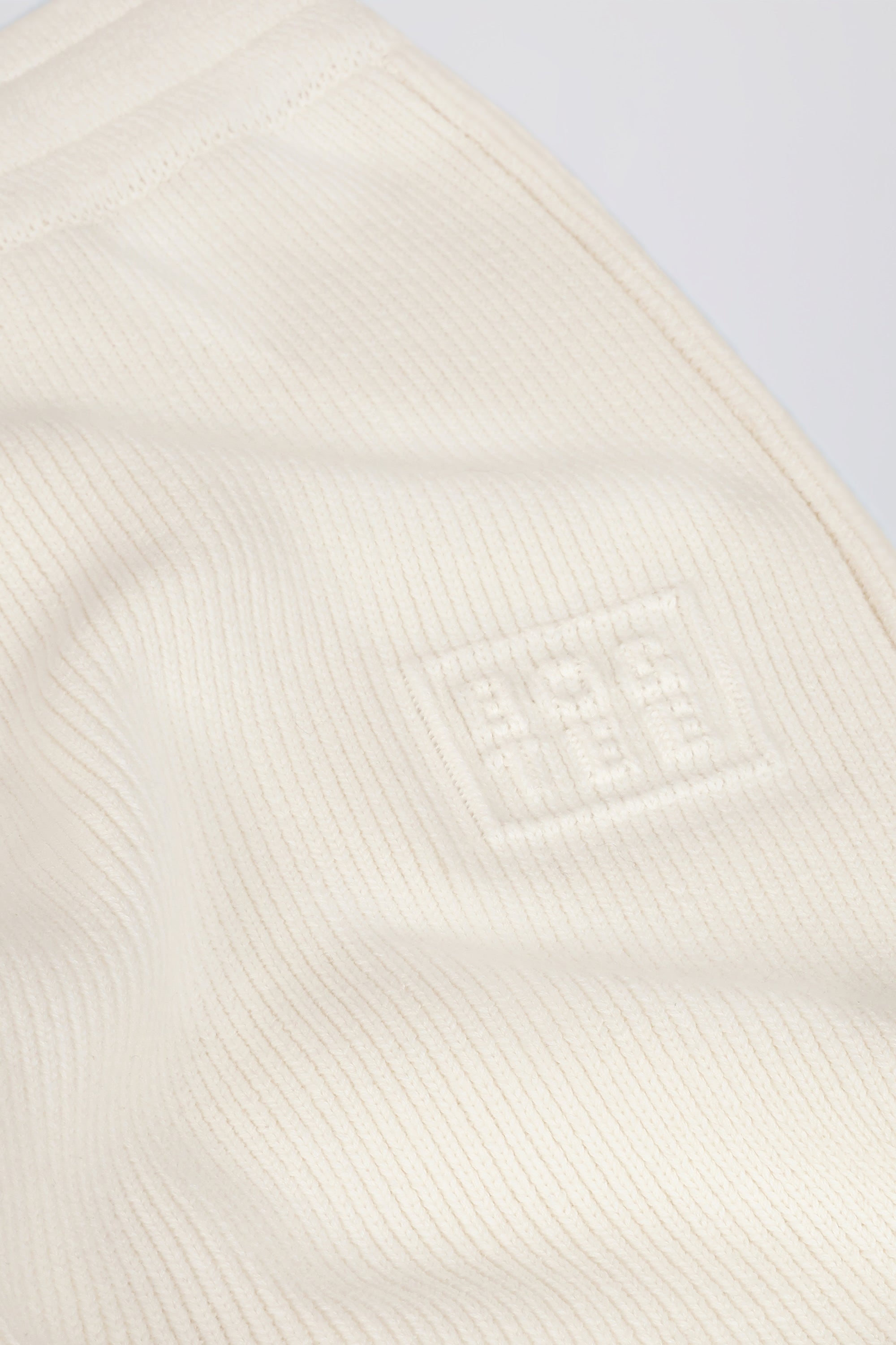 Ribbed Knit Wide-Leg Joggers in Ivory