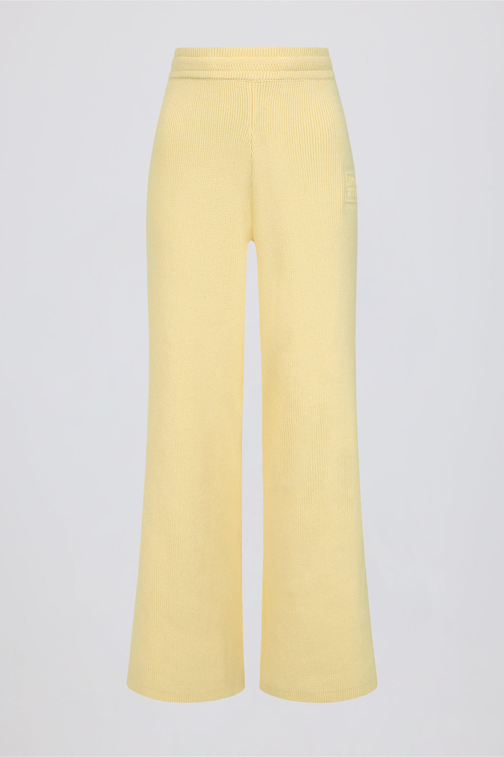 Ribbed Knit Wide-Leg Joggers in Lemon