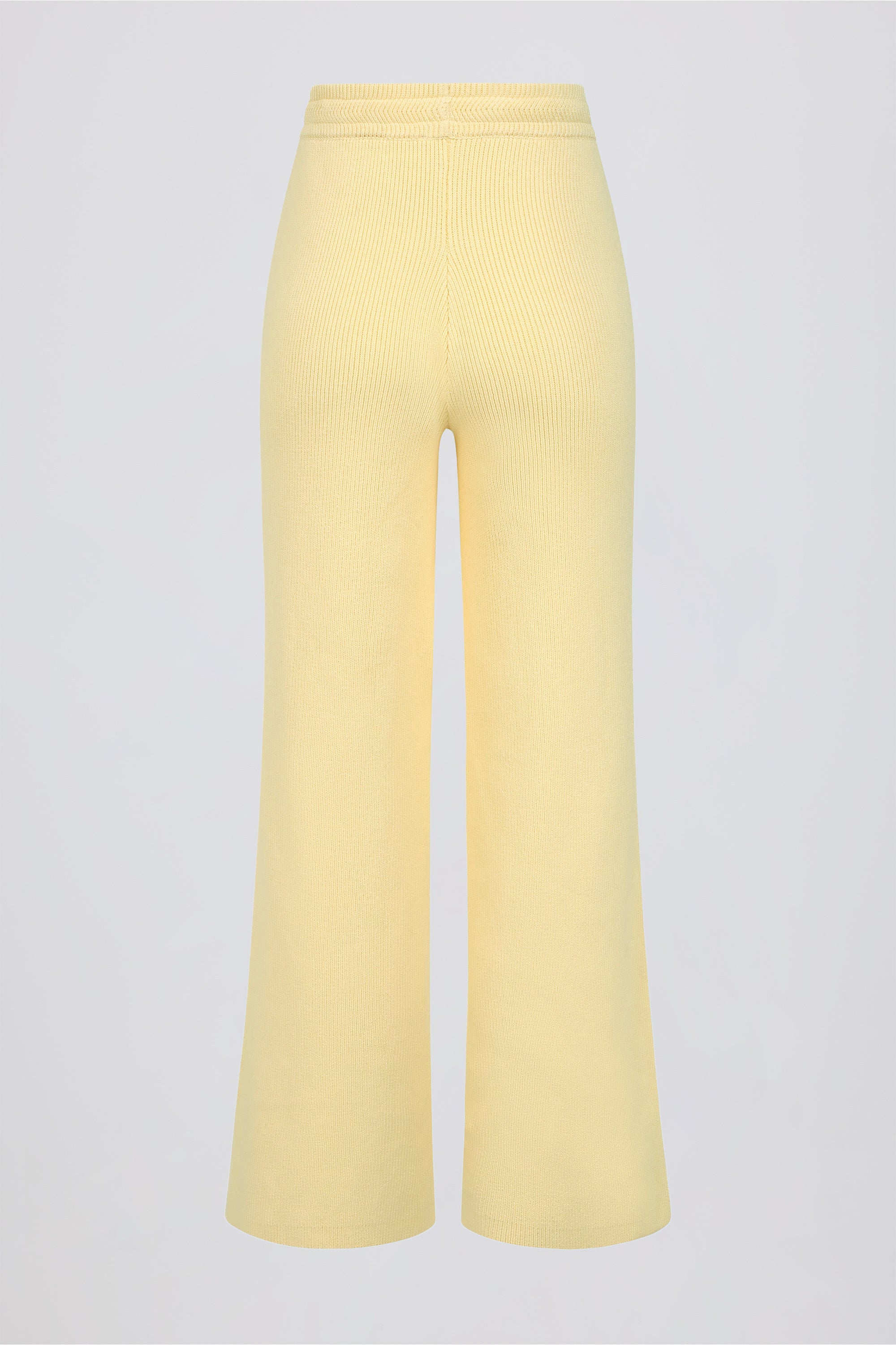 Ribbed Knit Wide-Leg Joggers in Lemon