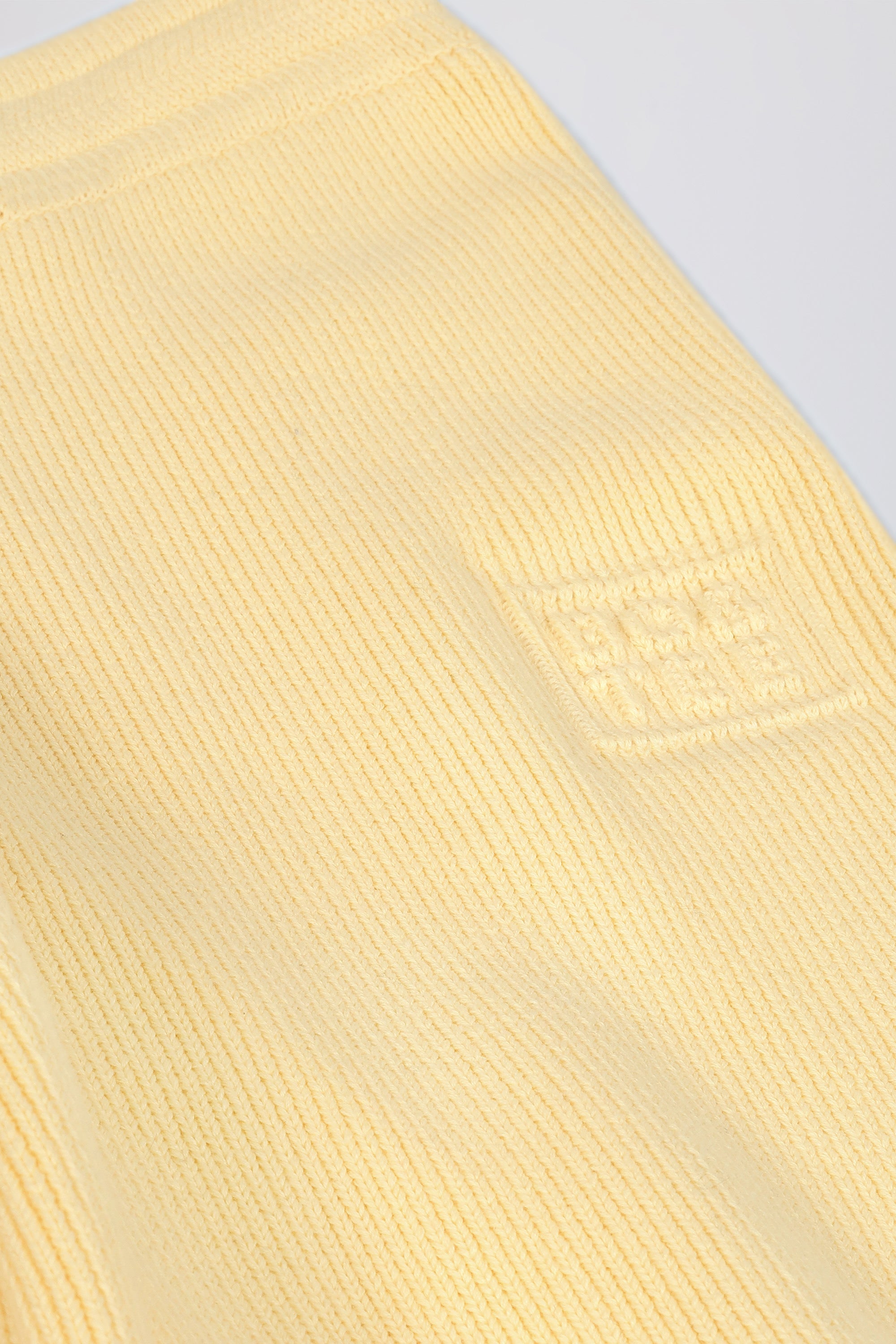 Ribbed Knit Wide-Leg Joggers in Lemon