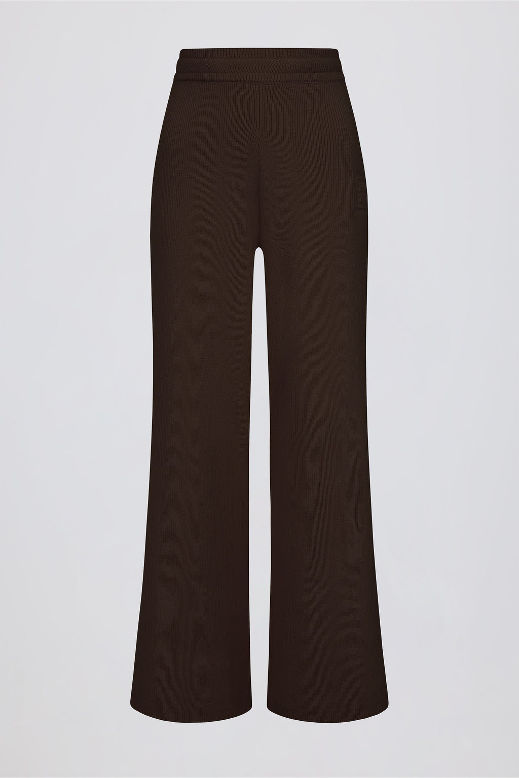 Ribbed Knit Wide-Leg Joggers in Pecan