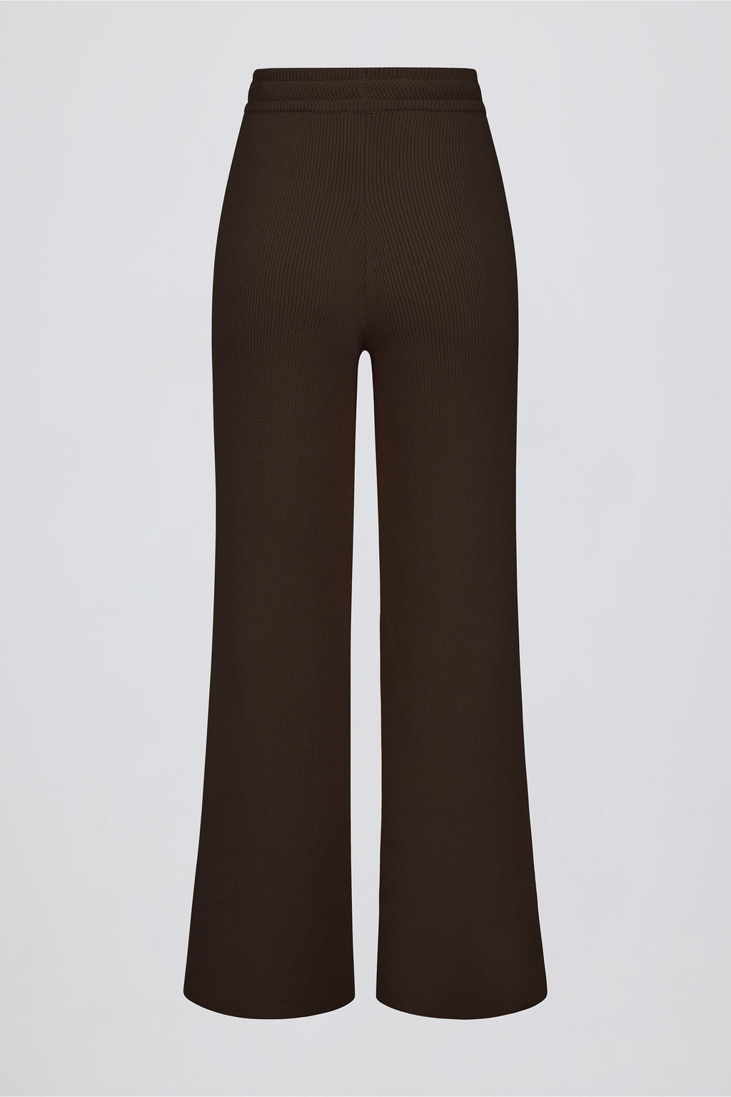 Ribbed Knit Wide-Leg Joggers in Pecan