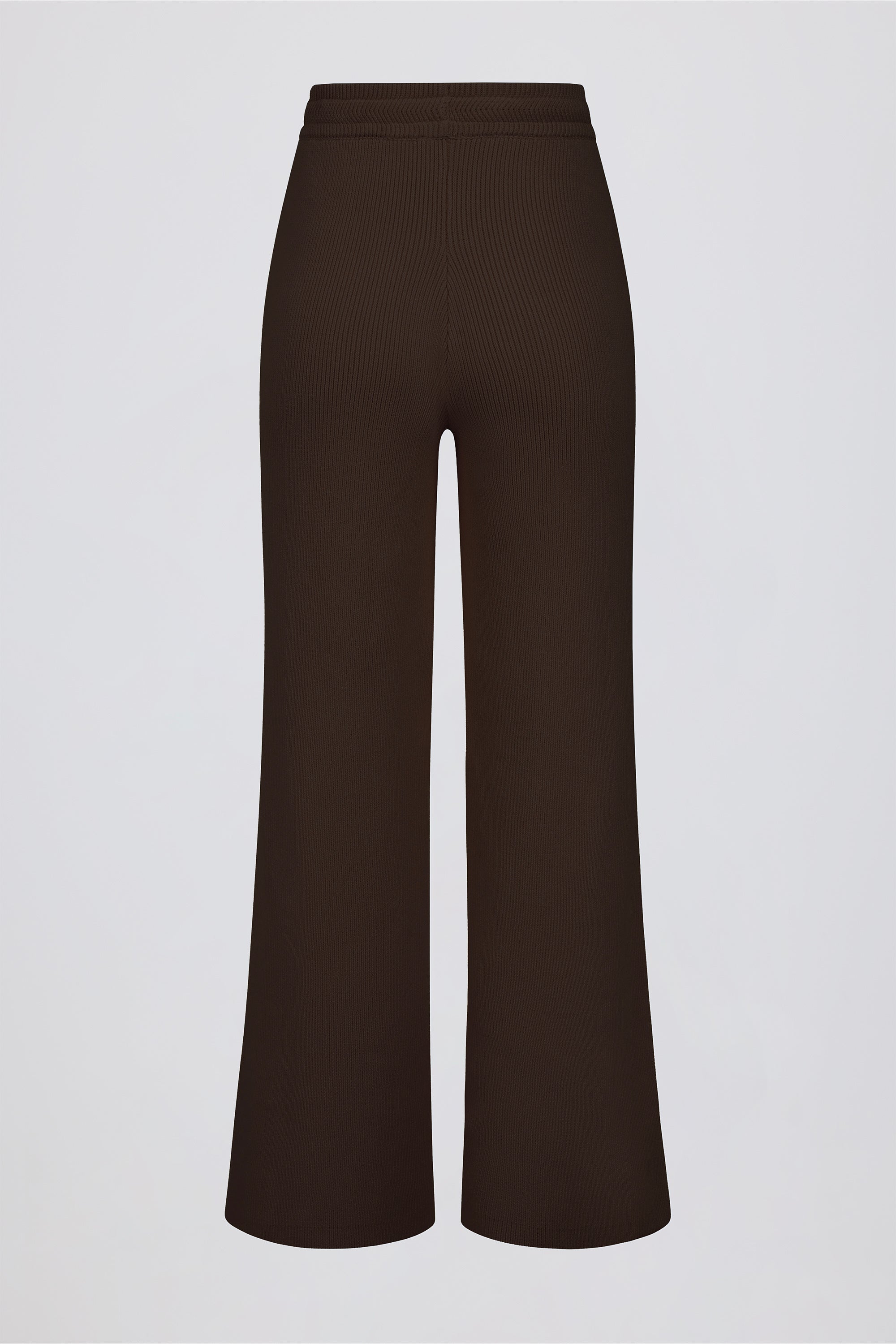 Ribbed Knit Wide-Leg Joggers in Pecan
