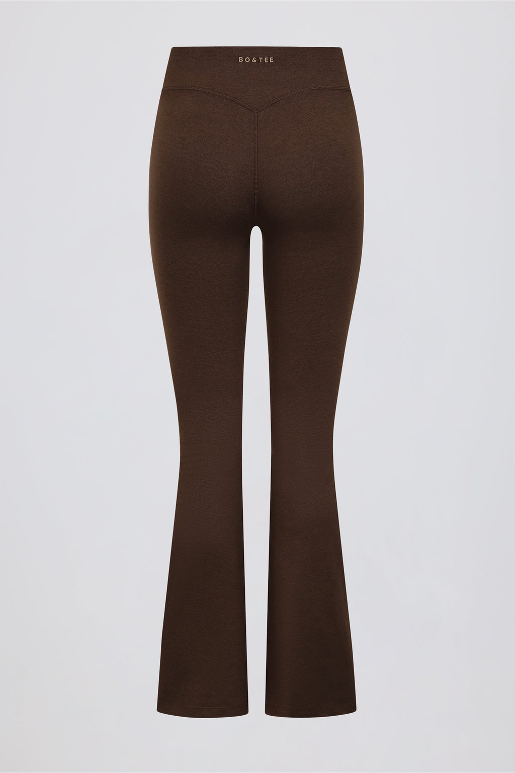 Brushed Jersey Ruched Flared Trousers in Pecan Marl