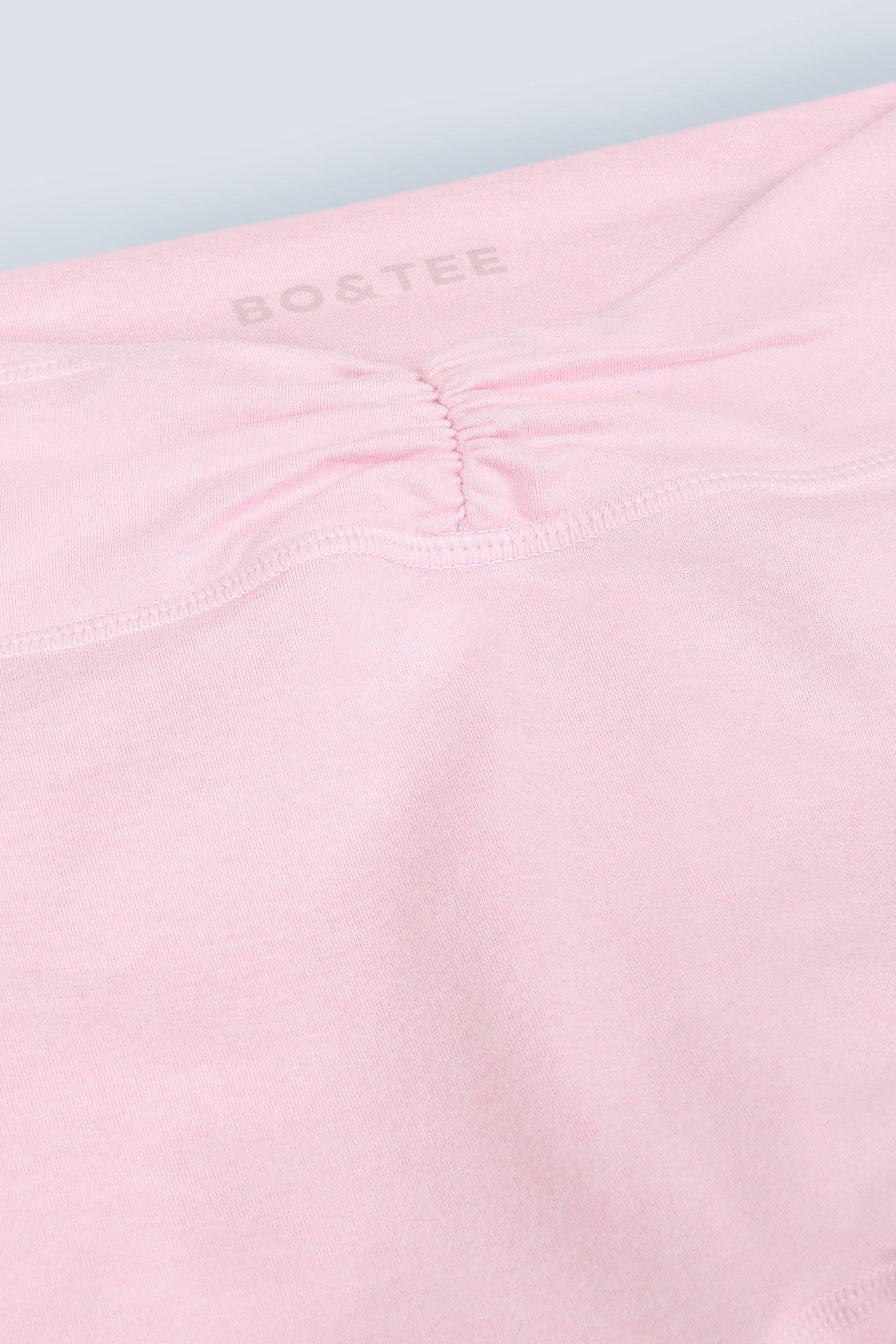 Brushed Jersey Ruched Flared Trousers in Pale Pink Marl