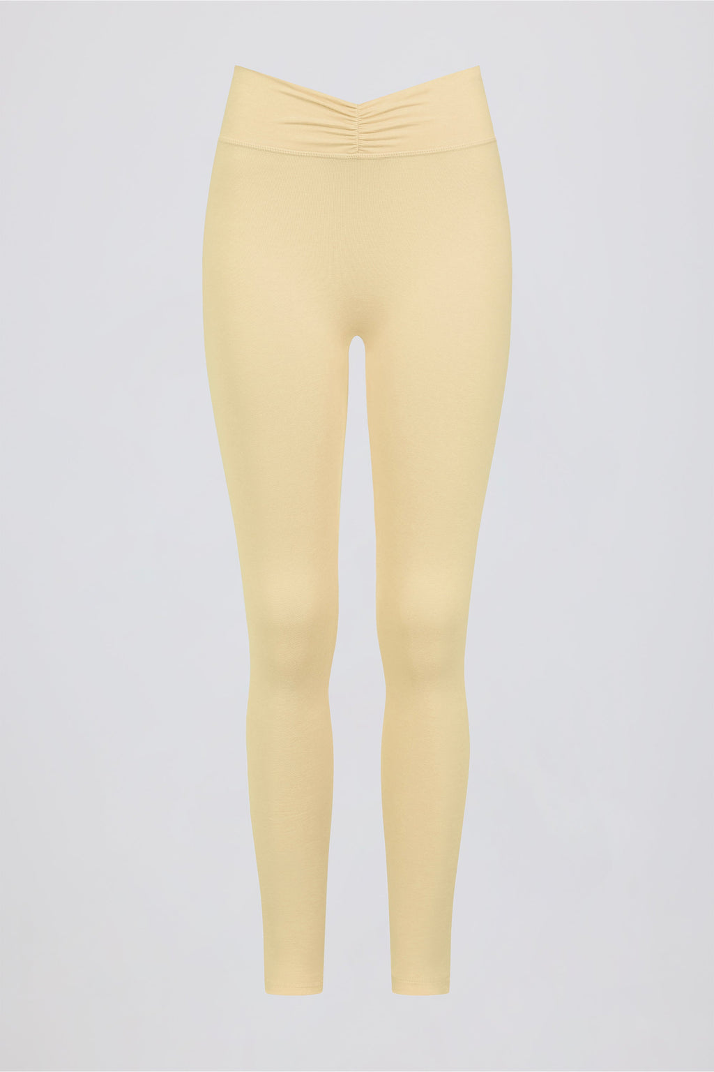 Ruched Mid-Rise Leggings in Lemon Marl