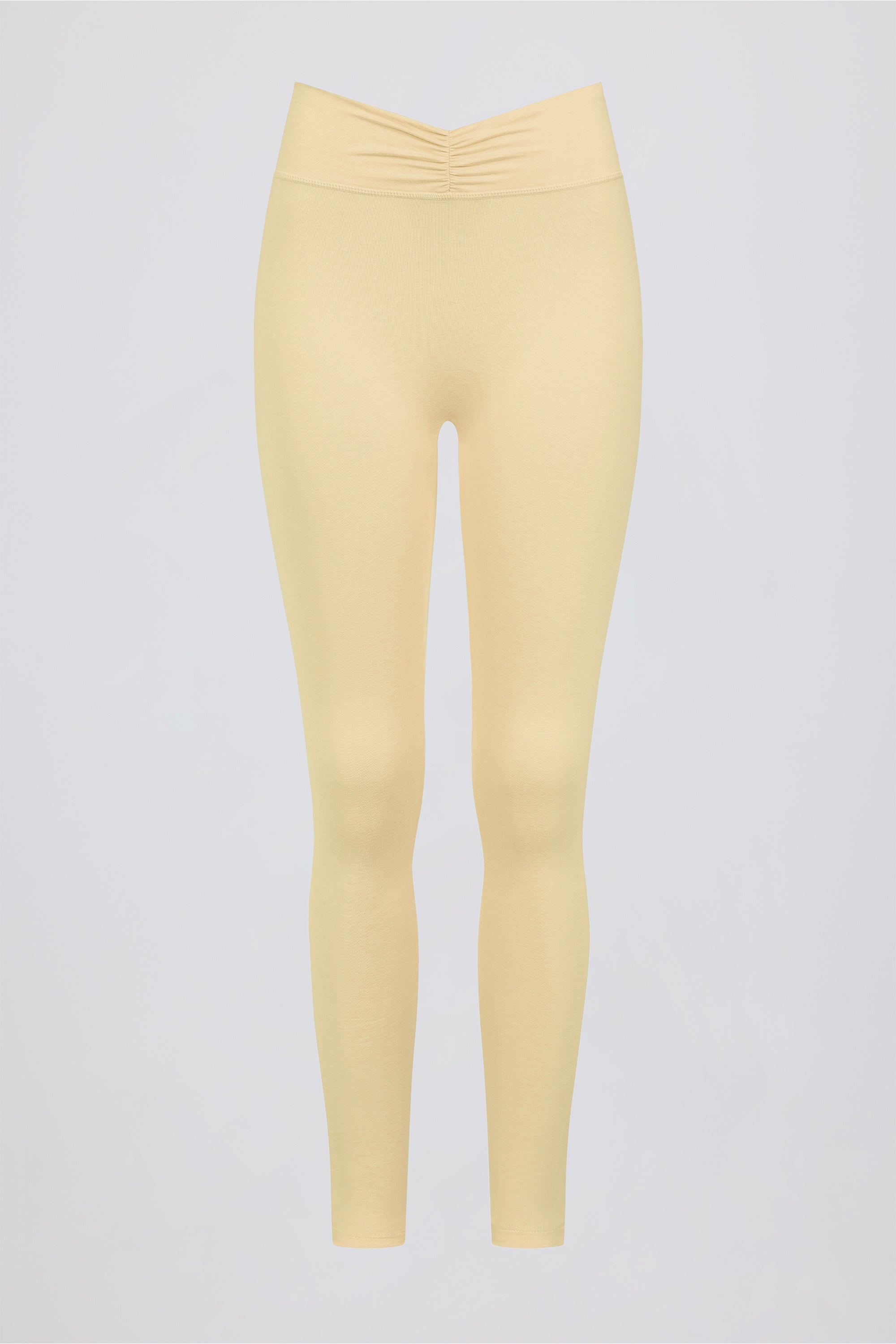 Ruched Mid-Rise Leggings in Lemon Marl
