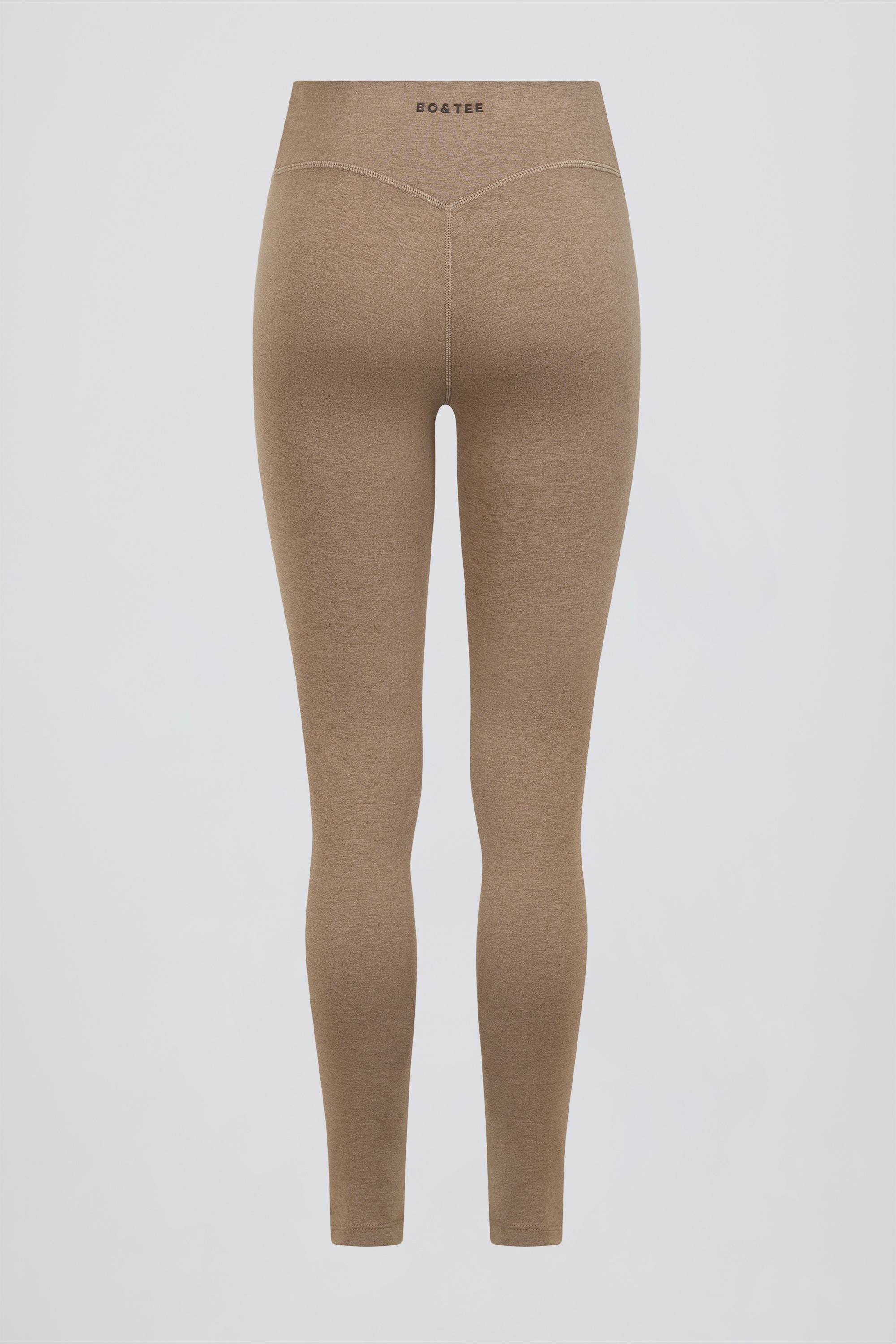 Ruched Mid-Rise Leggings in Mocha Marl