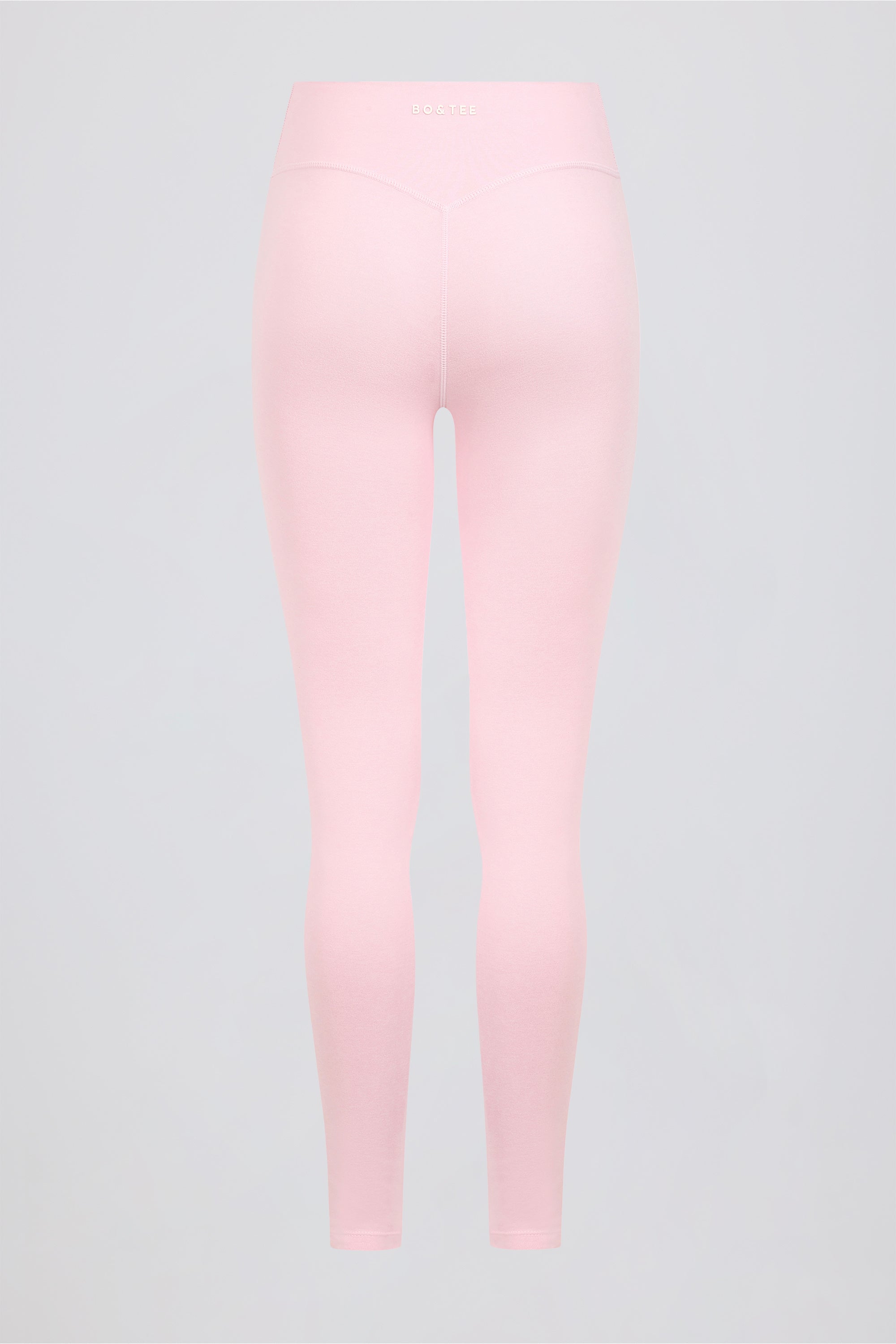 Ruched Mid-Rise Leggings in Pale Pink Marl