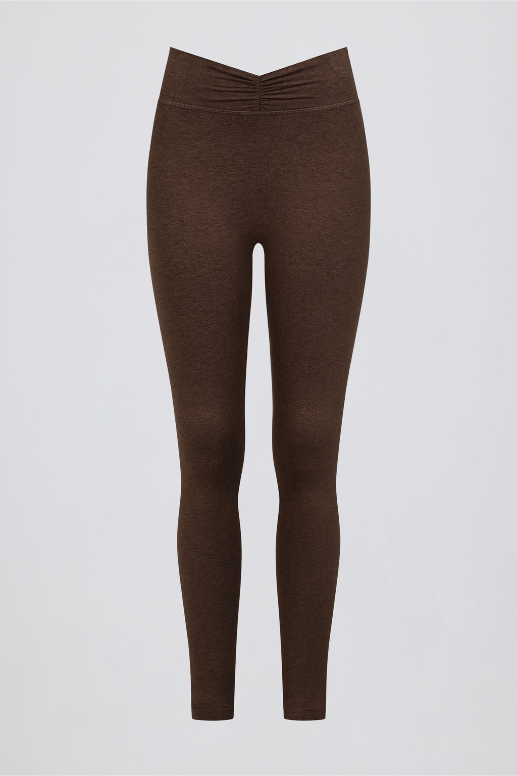 Ruched Mid-Rise Leggings in Pecan Marl