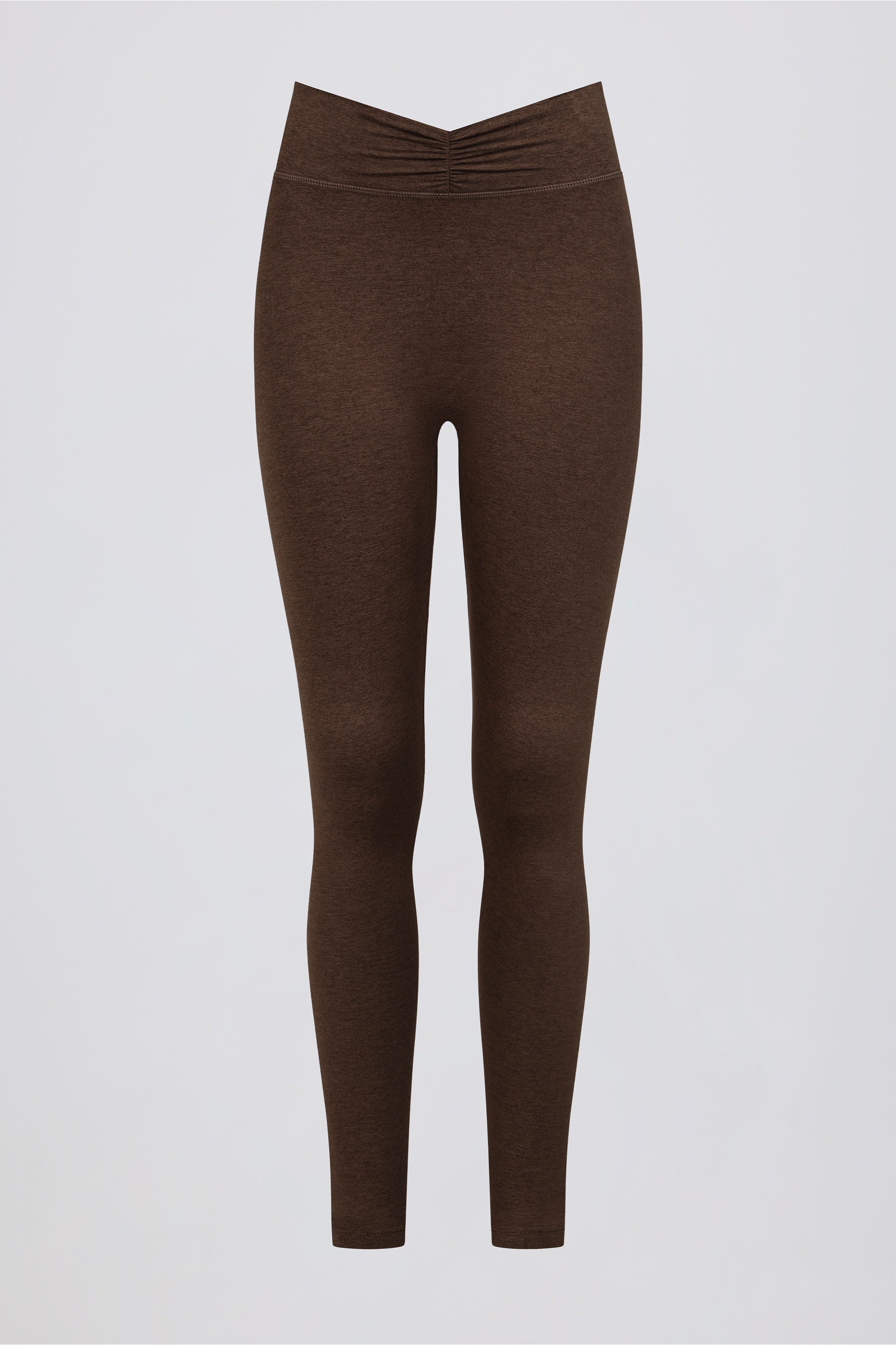 Ruched Mid-Rise Leggings in Pecan Marl