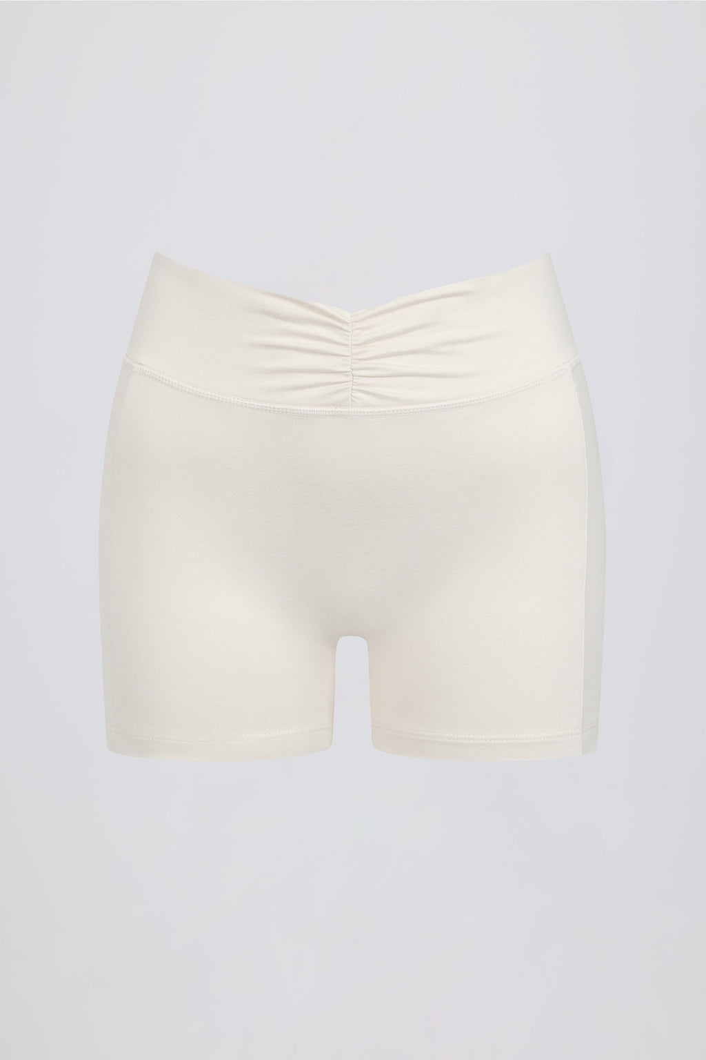 Ruched Mini Shorts in Ivory Marl