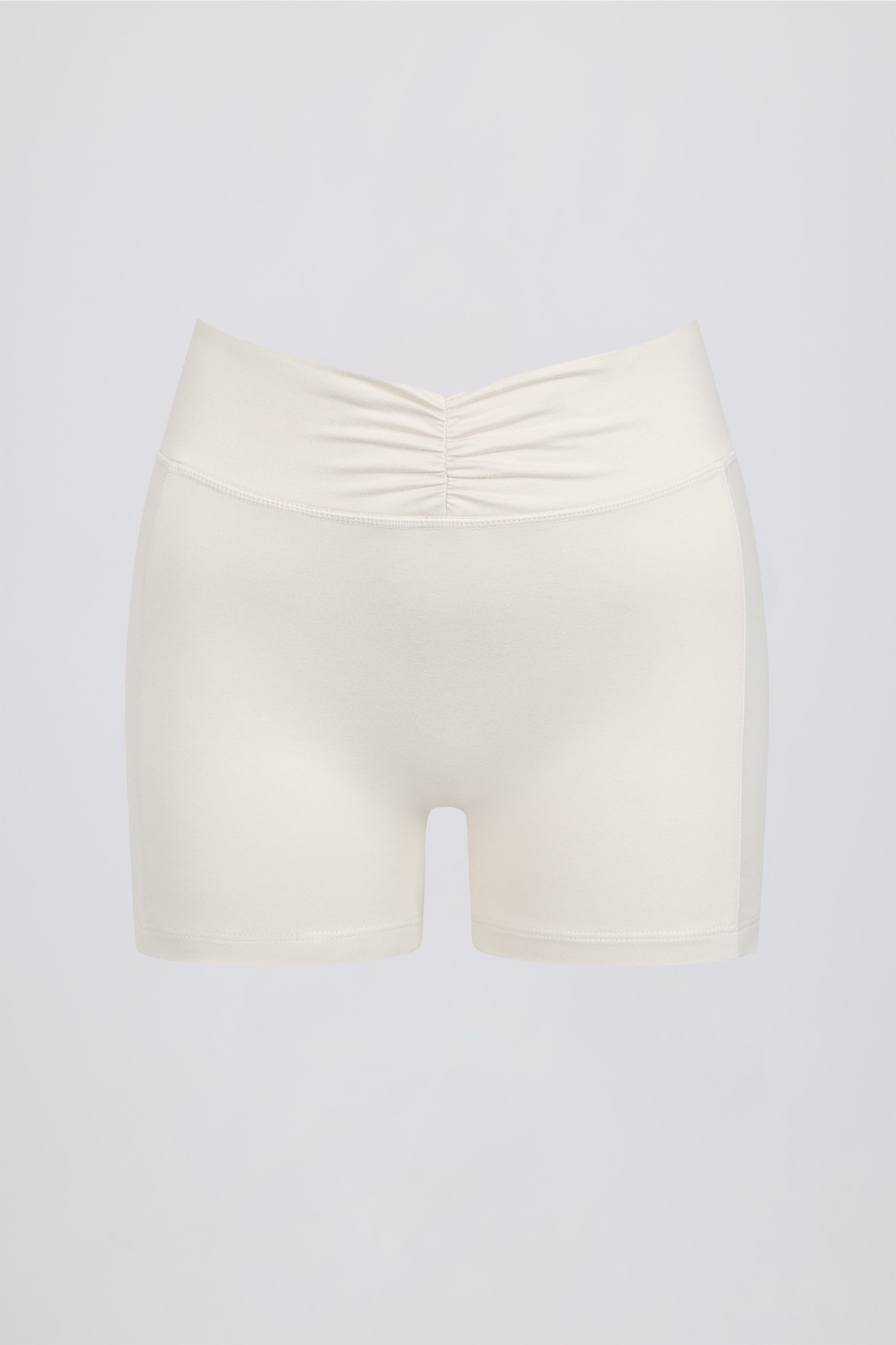 Ruched Mini Shorts in Ivory Marl