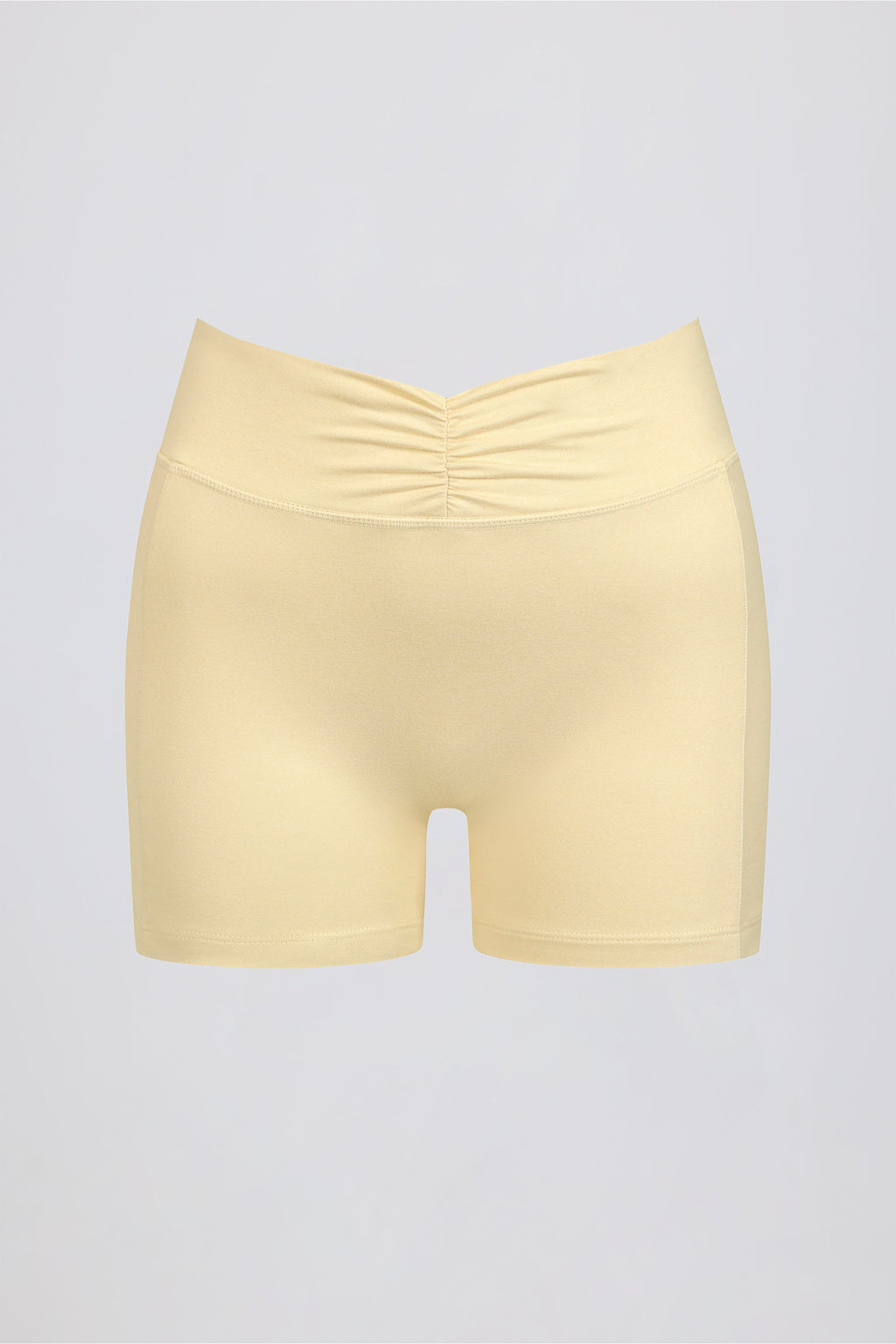 Ruched Mini Shorts in Lemon Marl