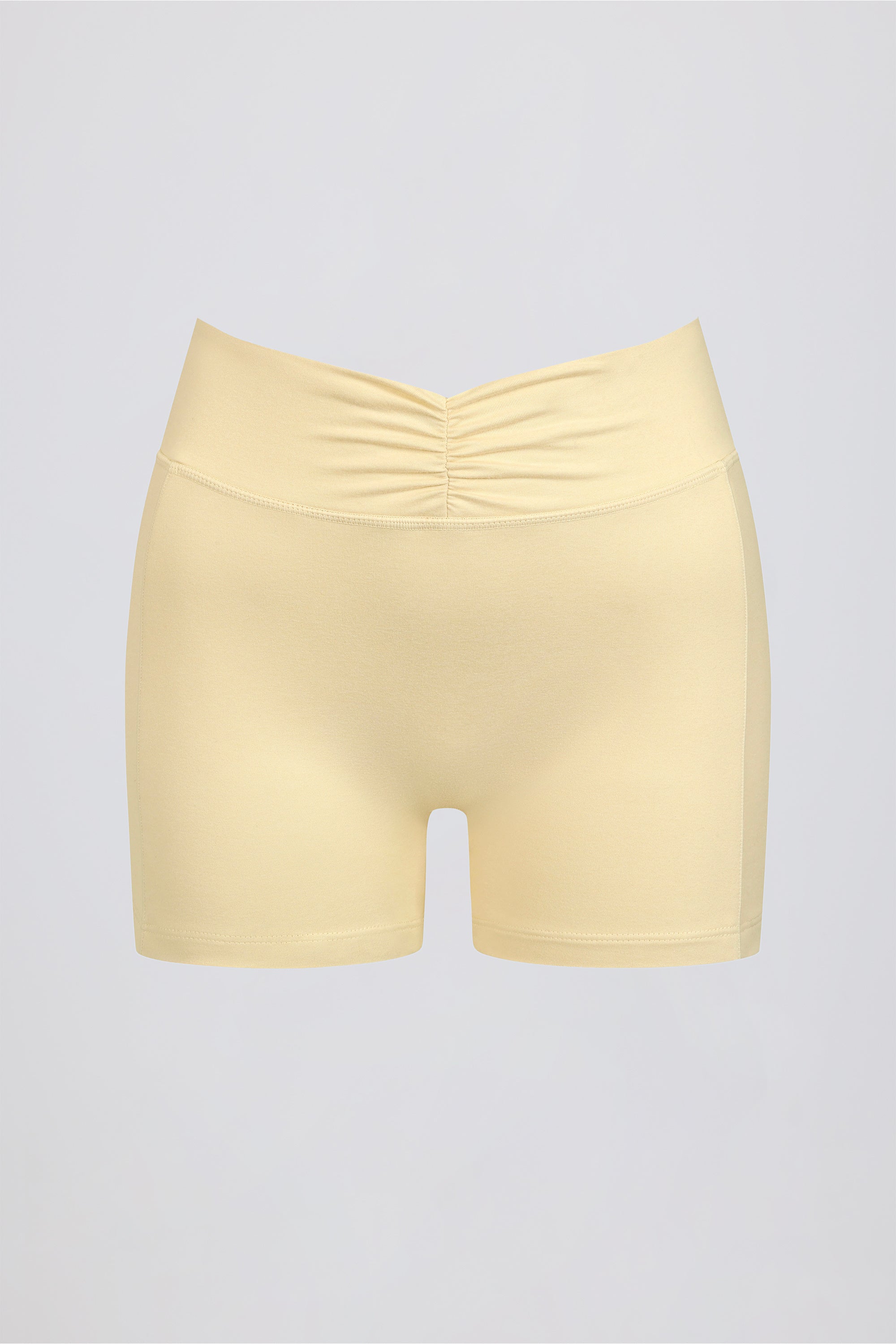 Ruched Mini Shorts in Lemon Marl