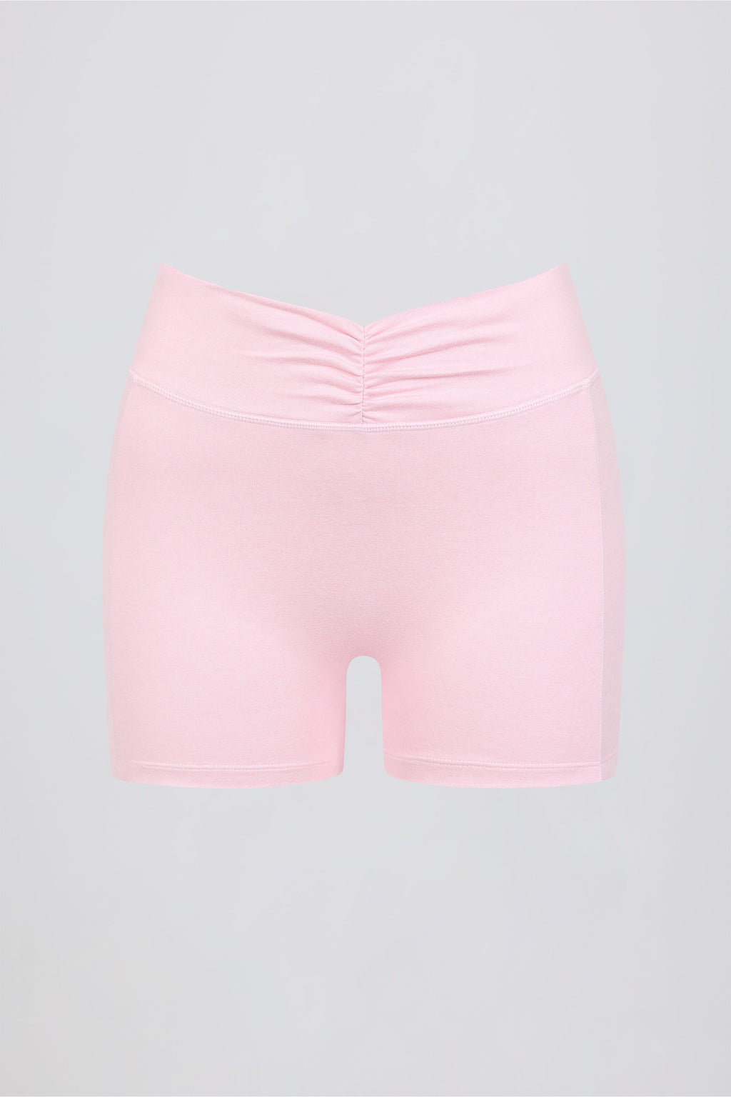 Ruched Mini Shorts in Pale Pink Marl