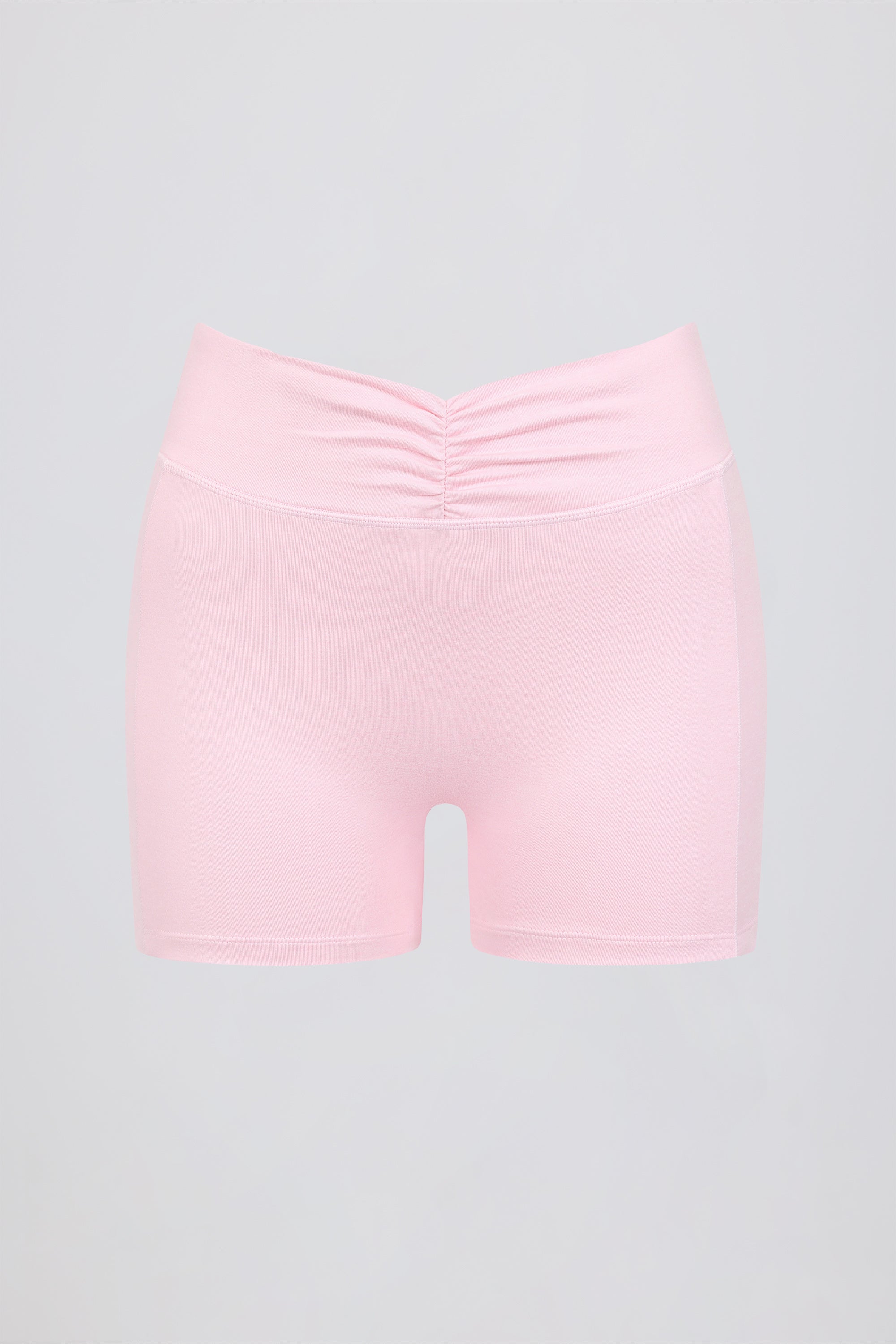 Ruched Mini Shorts in Pale Pink Marl