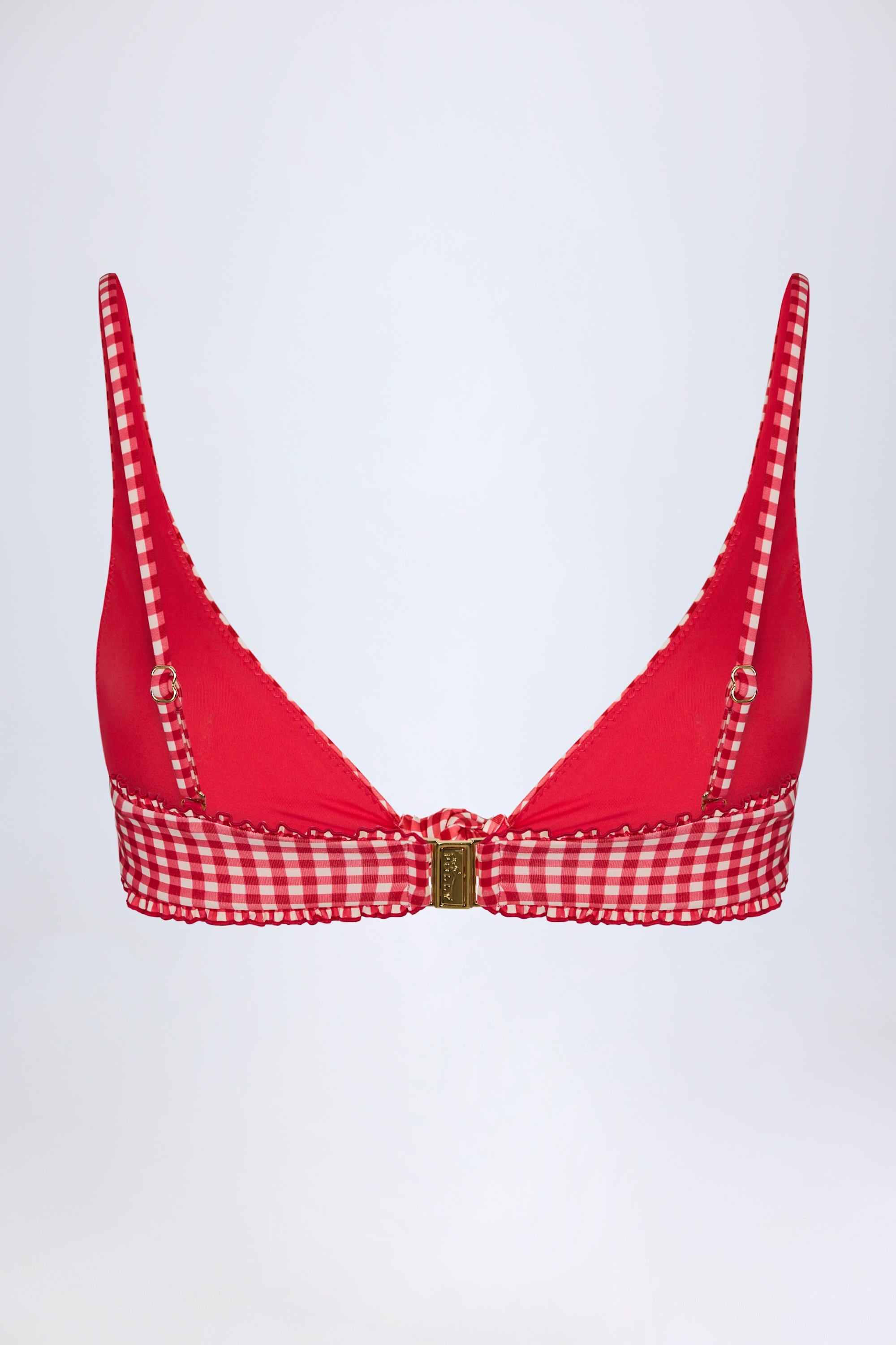 Knot-Detail Bikini Top in Red Gingham