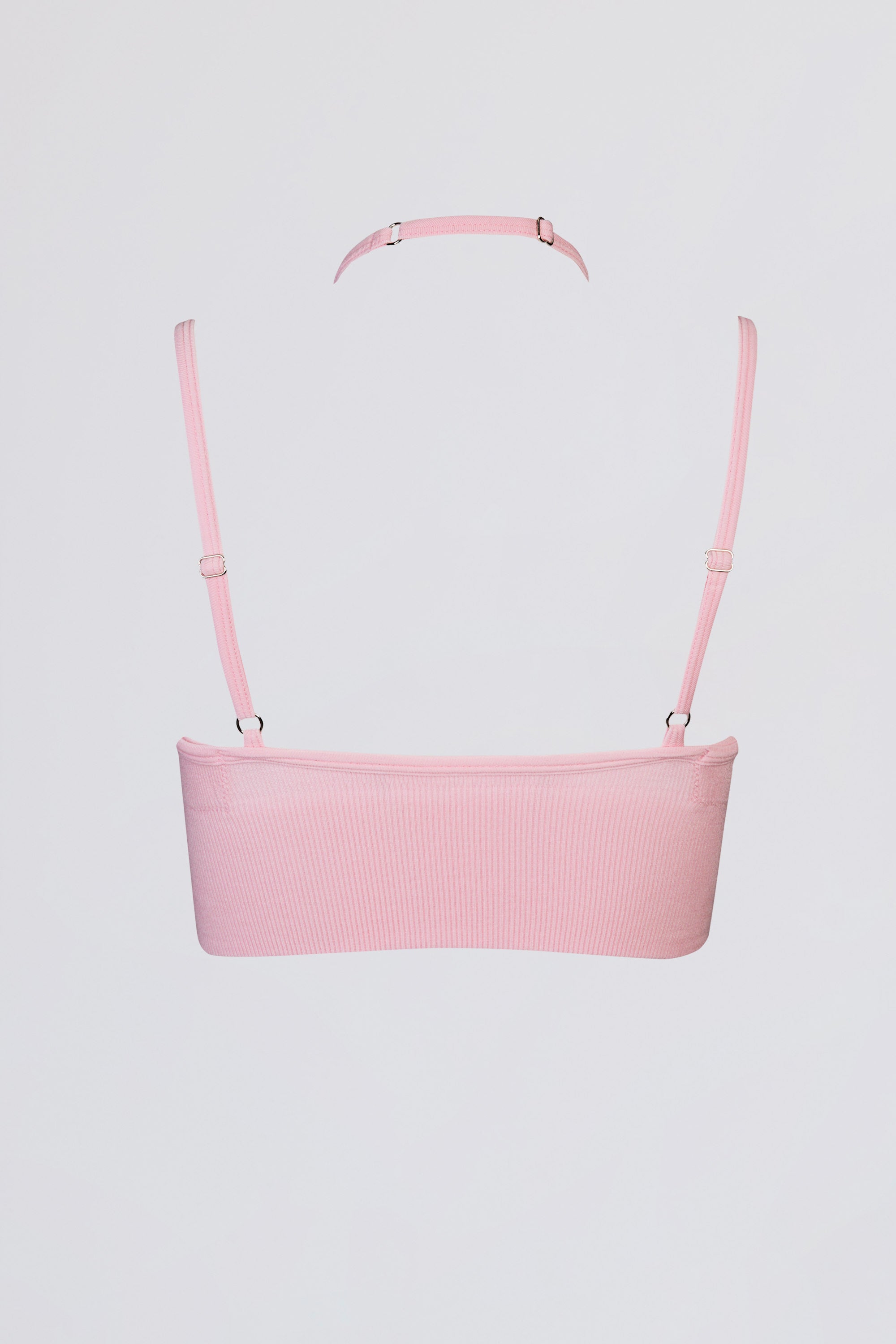 Seamless Soft Rib Crossover Sports Bra in Powder Pink