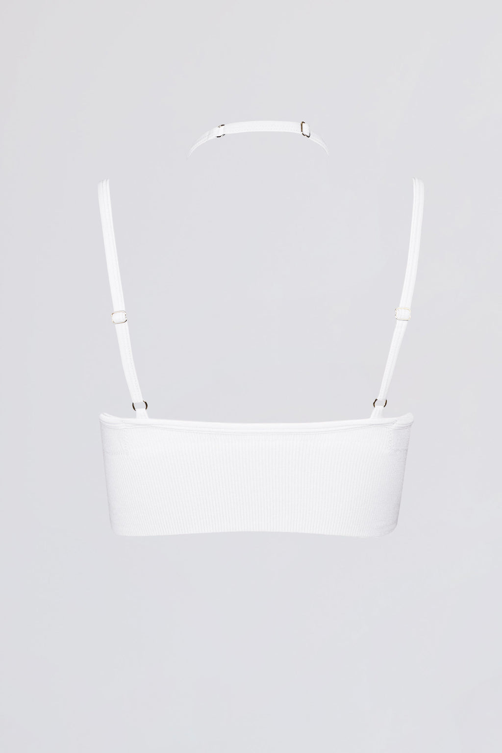 Seamless Soft Rib Crossover Sports Bra in White