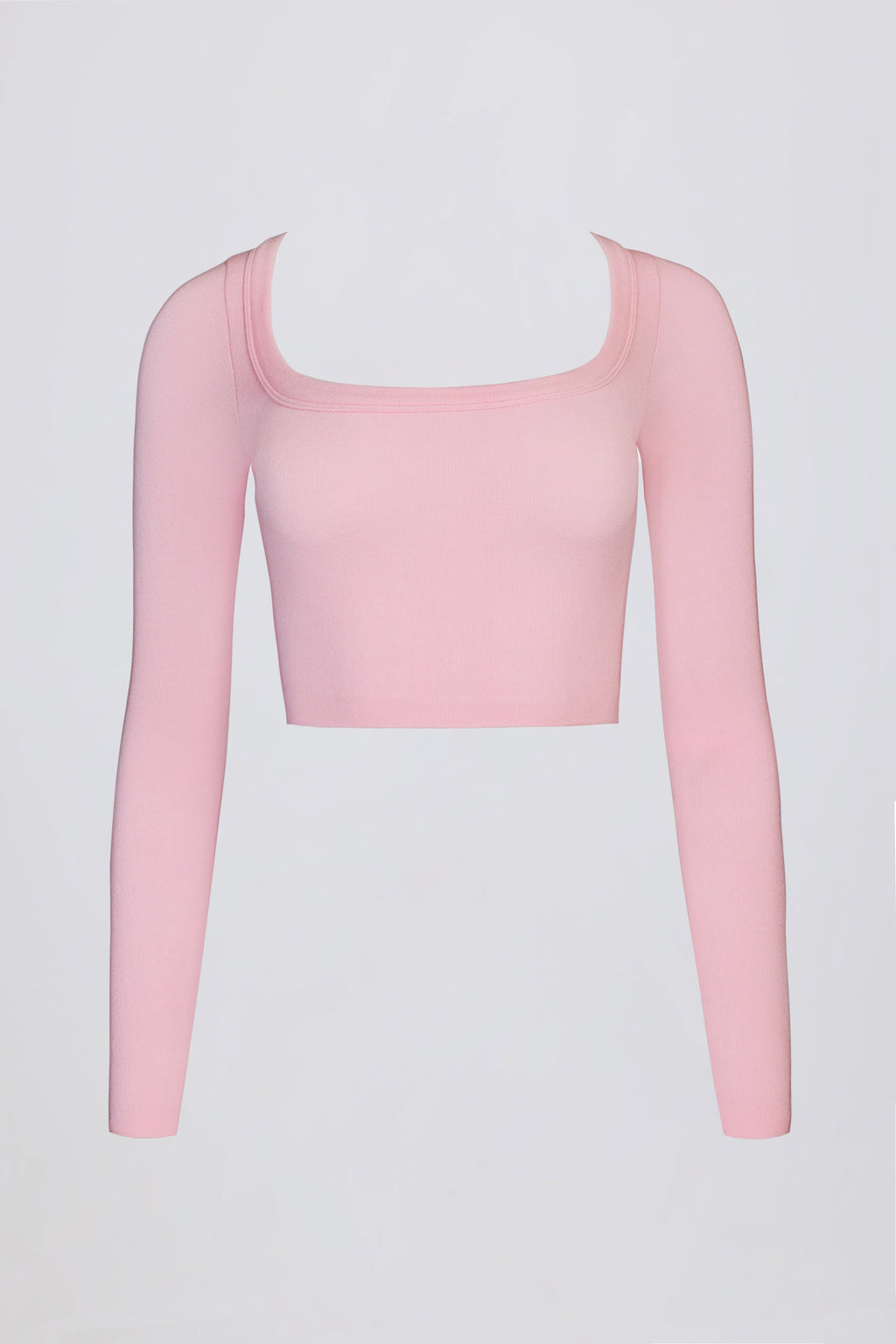 Seamless Soft Rib Cut-Out Crop Top in Powder Pink