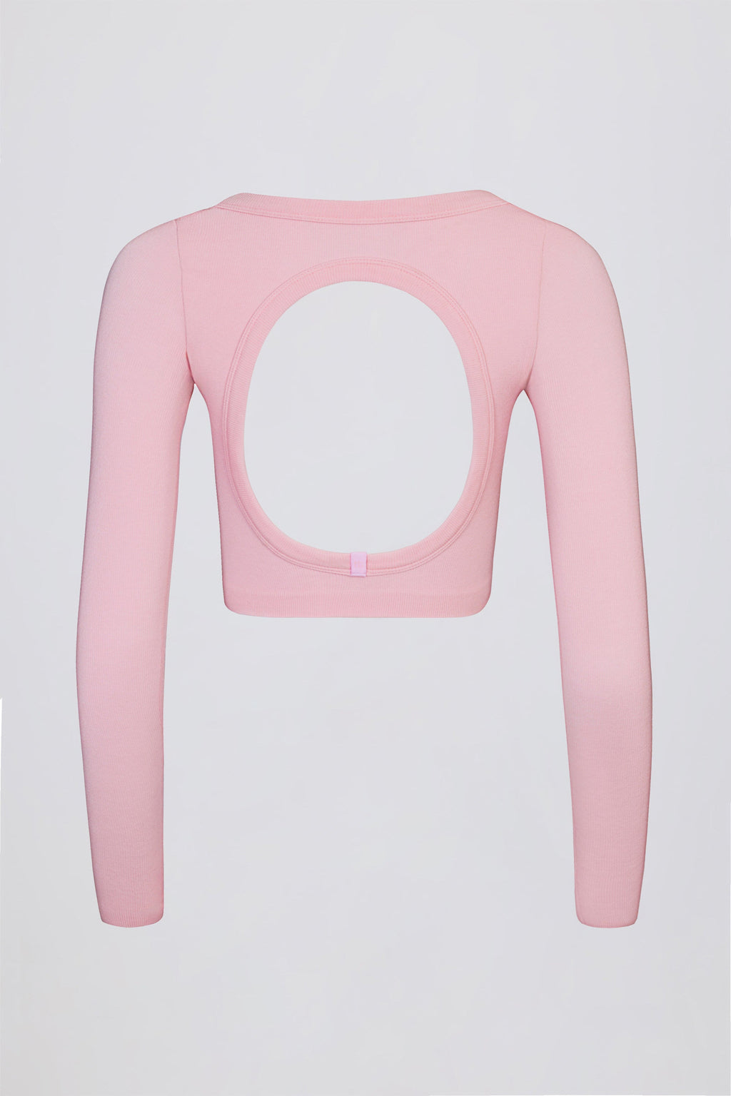 Seamless Soft Rib Cut-Out Crop Top in Powder Pink