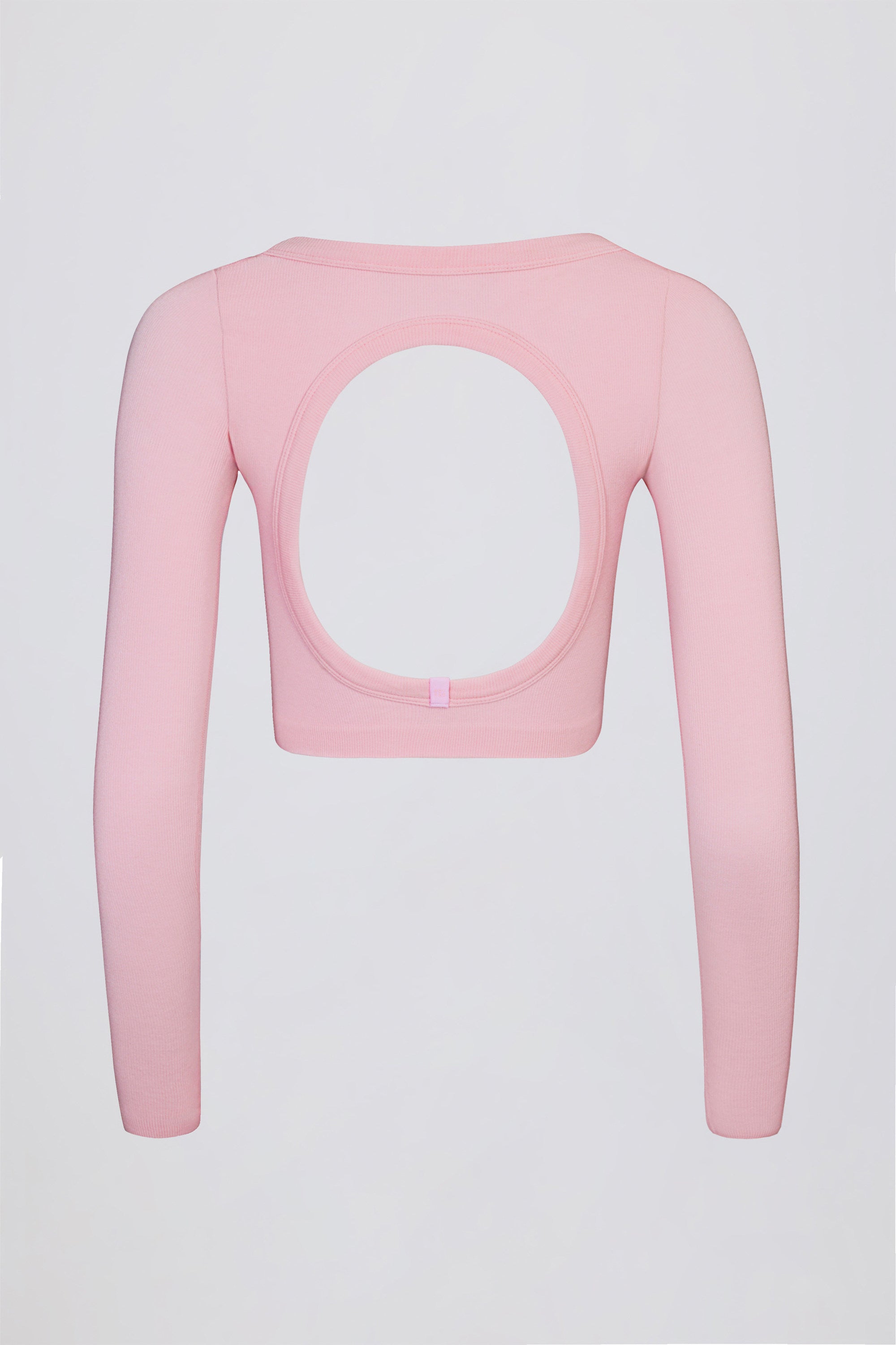 Seamless Soft Rib Cut-Out Crop Top in Powder Pink