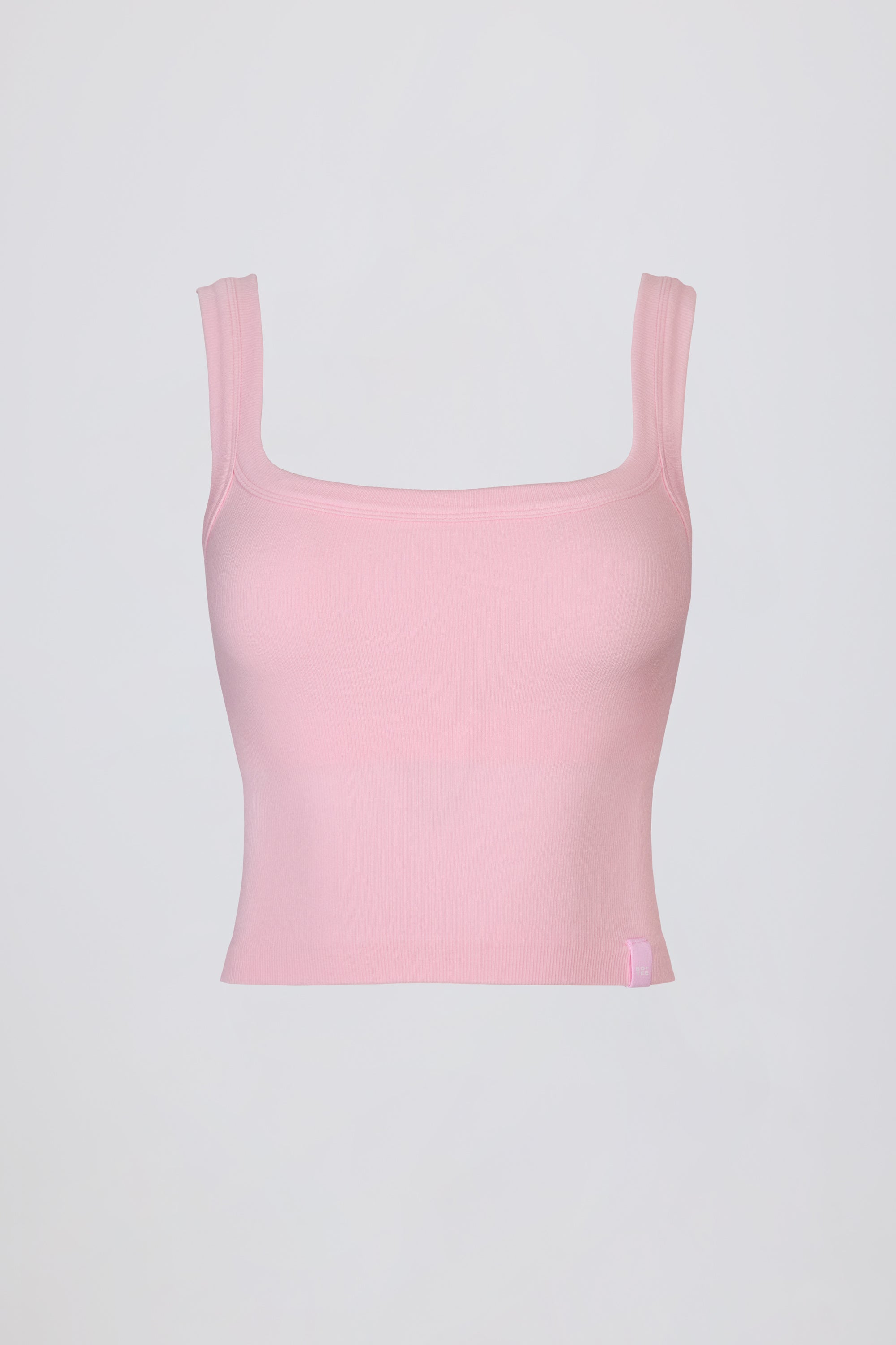 Seamless Soft Rib Square-Neck Tank Top in Powder Pink