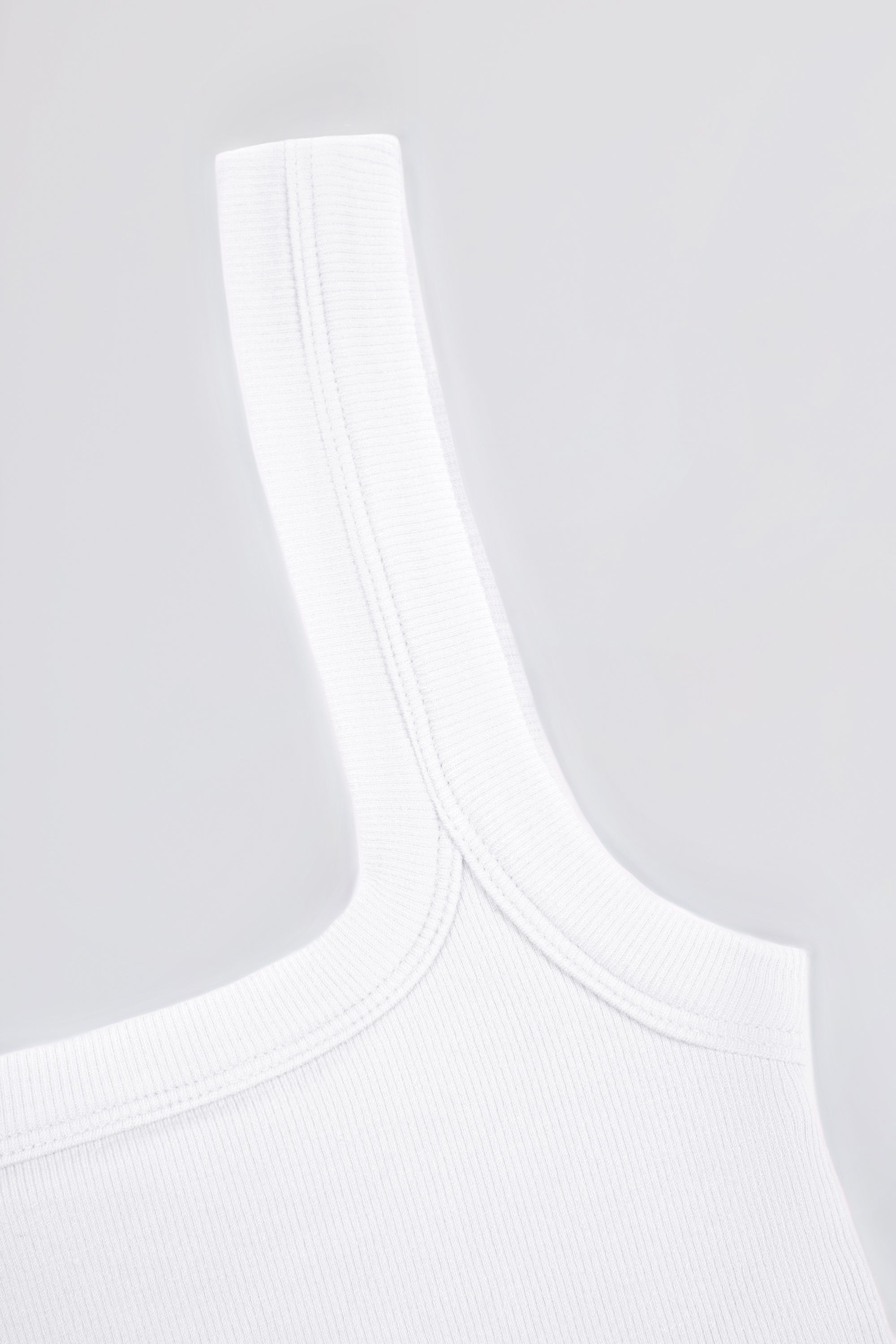 Seamless Soft Rib Square-Neck Tank Top in White