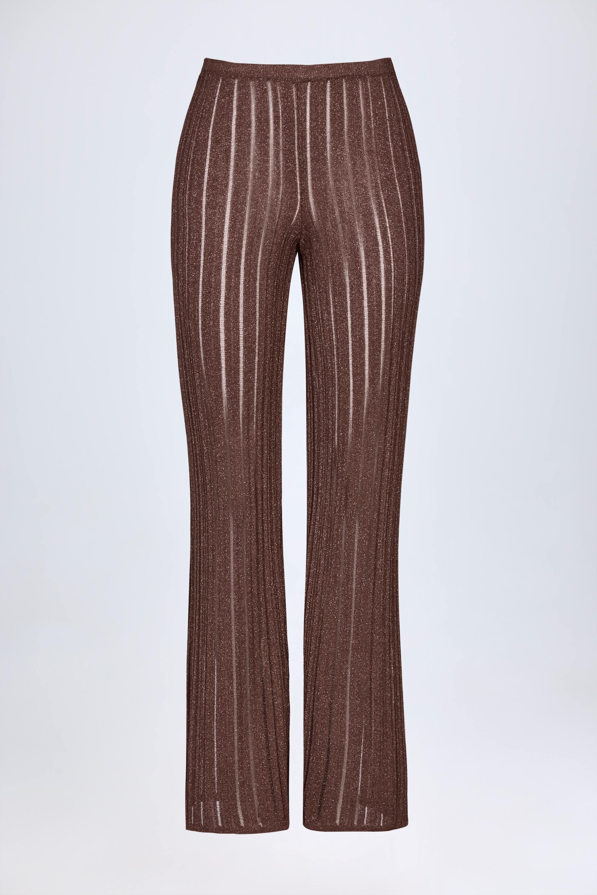 Mid-Rise Flared Trousers in Bronze