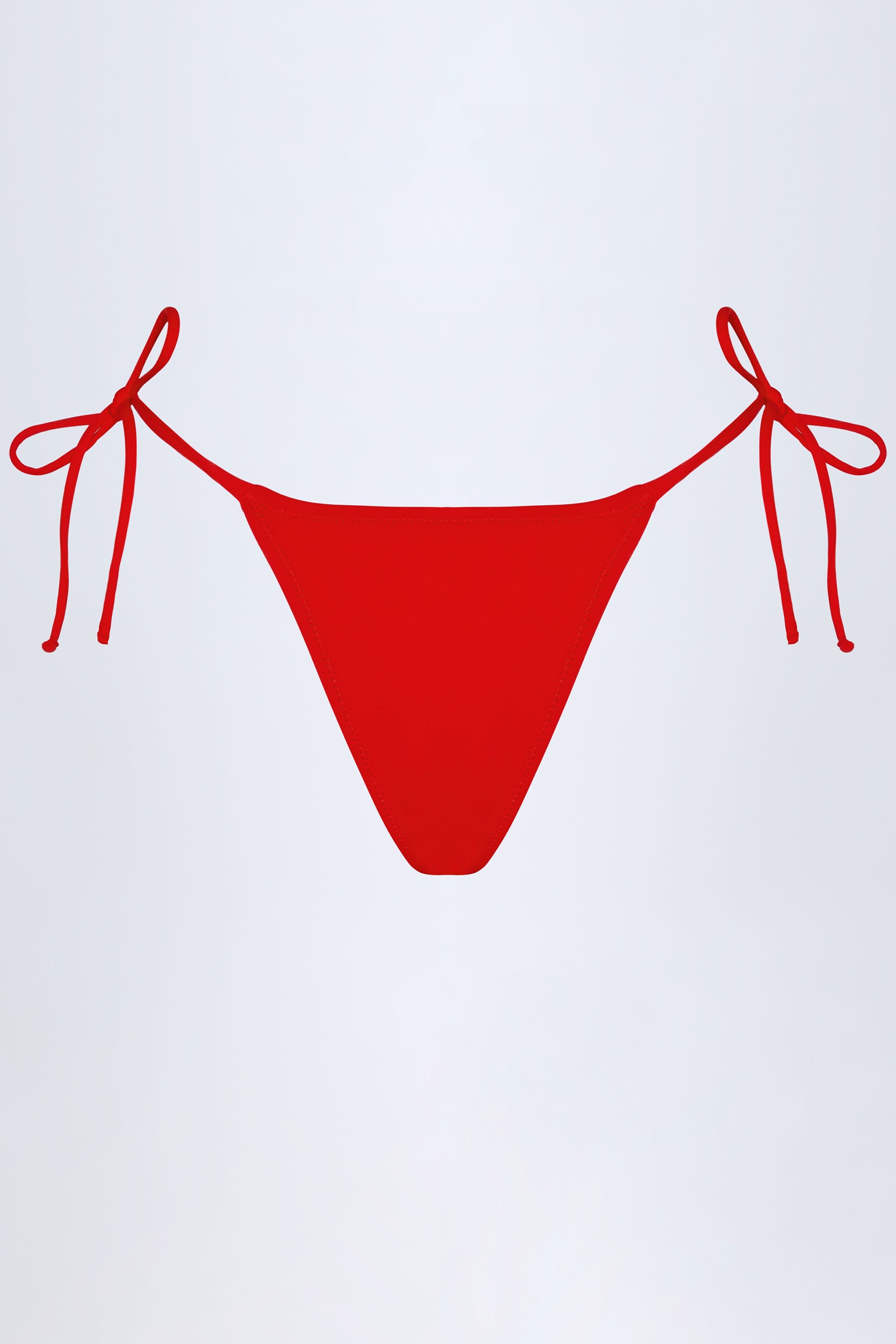 Side-Tie Cheeky Bikini Bottoms in Fiery Red