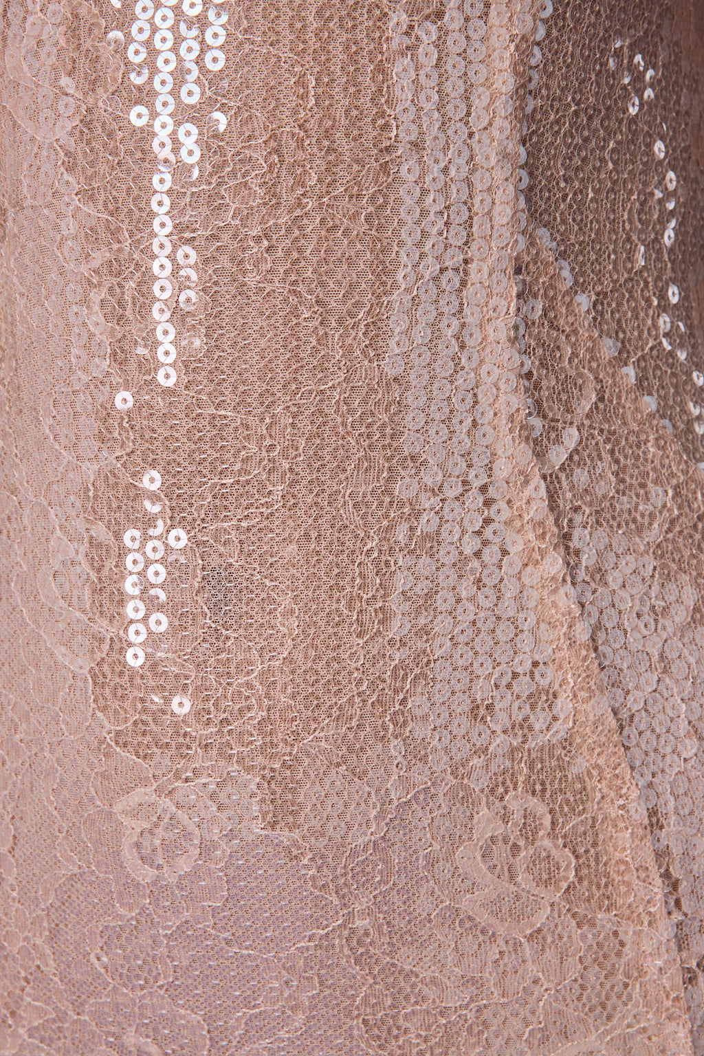 Embellished Square Neck Lace Gown in Pale Peach