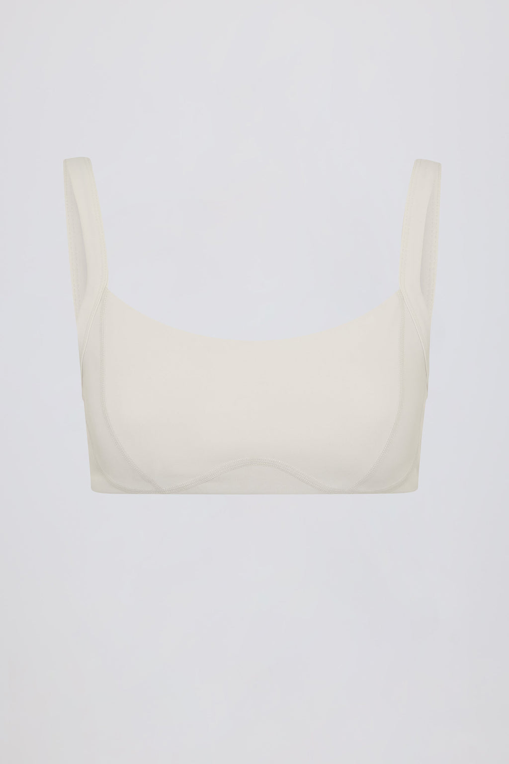 Soft Active Contrast-Trim Sports Bra in Cream