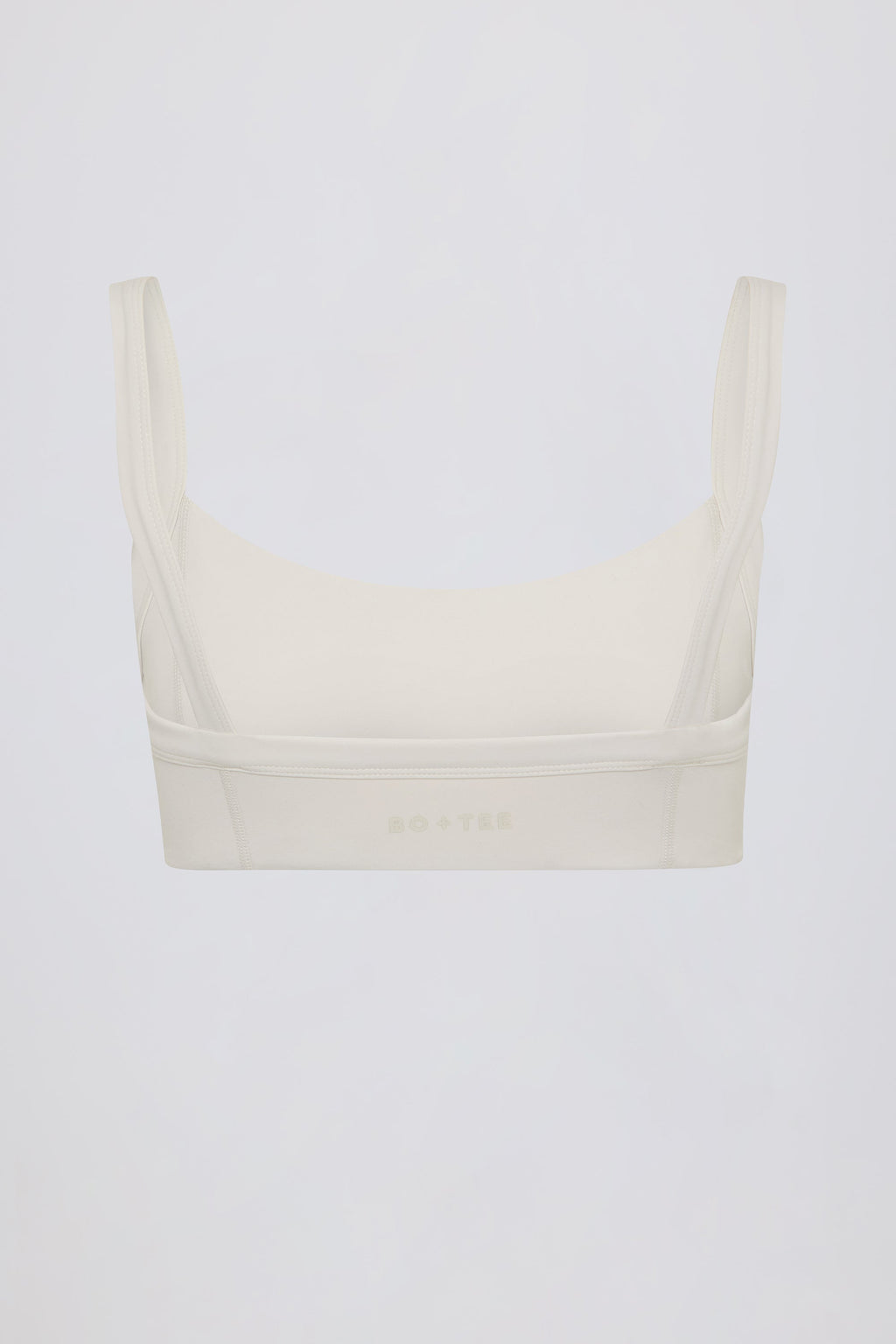 Soft Active Contrast-Trim Sports Bra in Cream