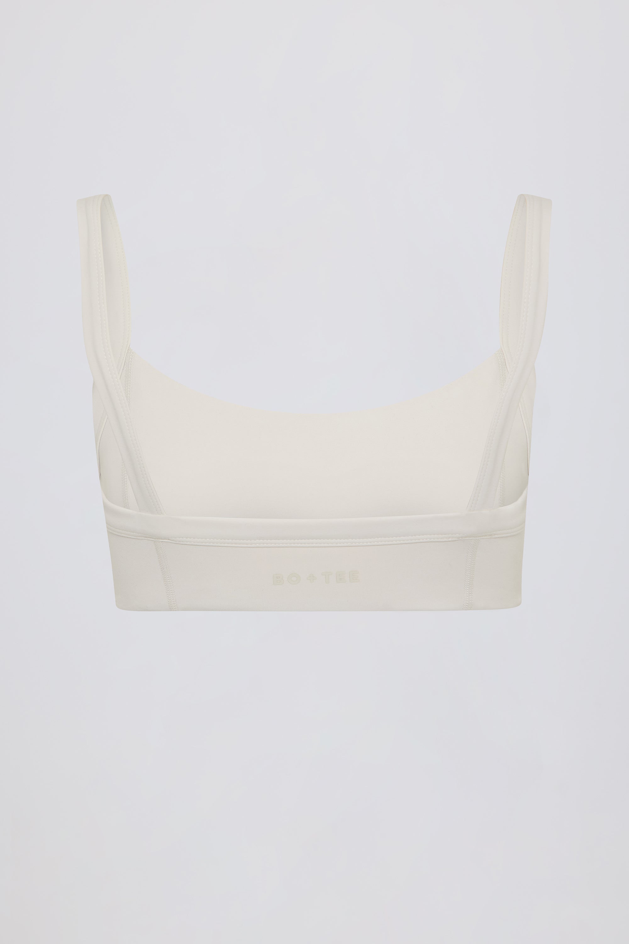 Soft Active Contrast-Trim Sports Bra in Cream