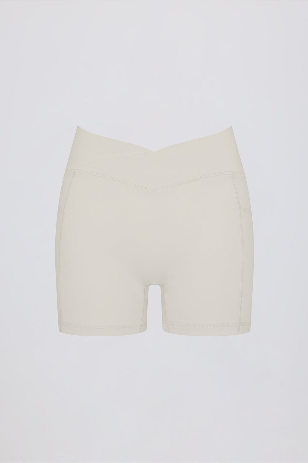 Soft Active Pocket V-Waist Mini Shorts in Cream