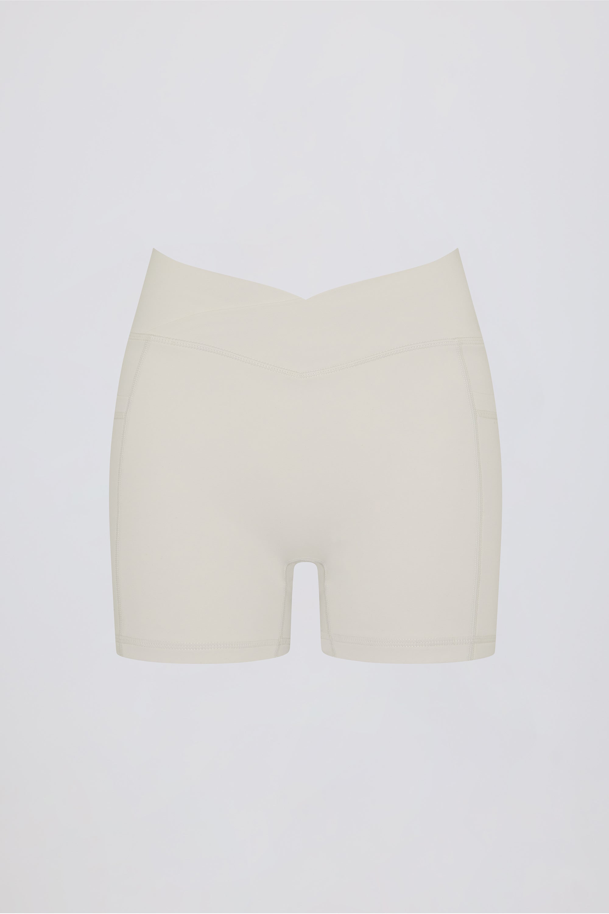 Soft Active Pocket V-Waist Mini Shorts in Cream