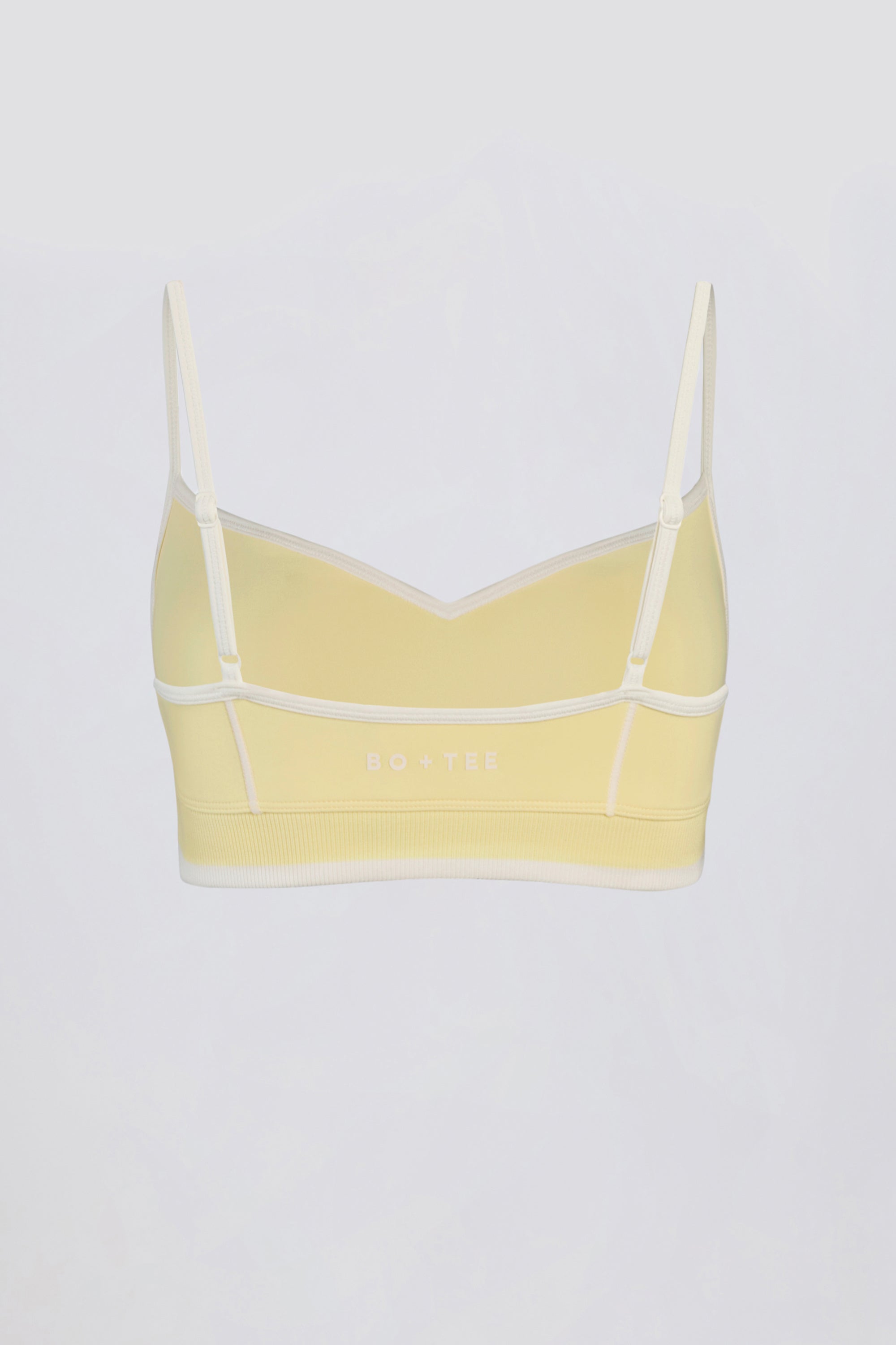 Soft Active Sweetheart-Neck Contrast Sports Bra in Soft Yellow