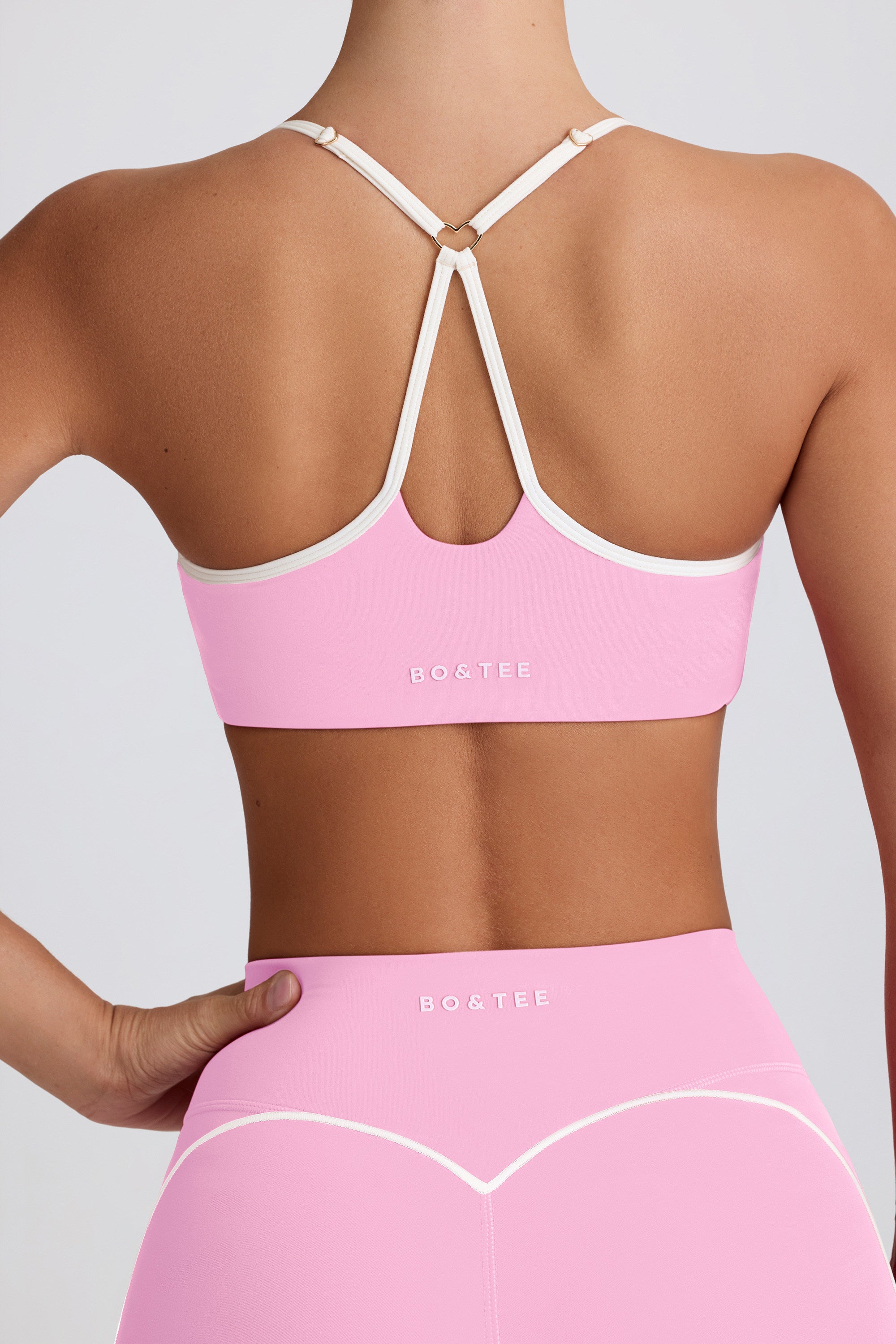 Soft Active Sweetheart-Neck Sports Bra in Baby Pink