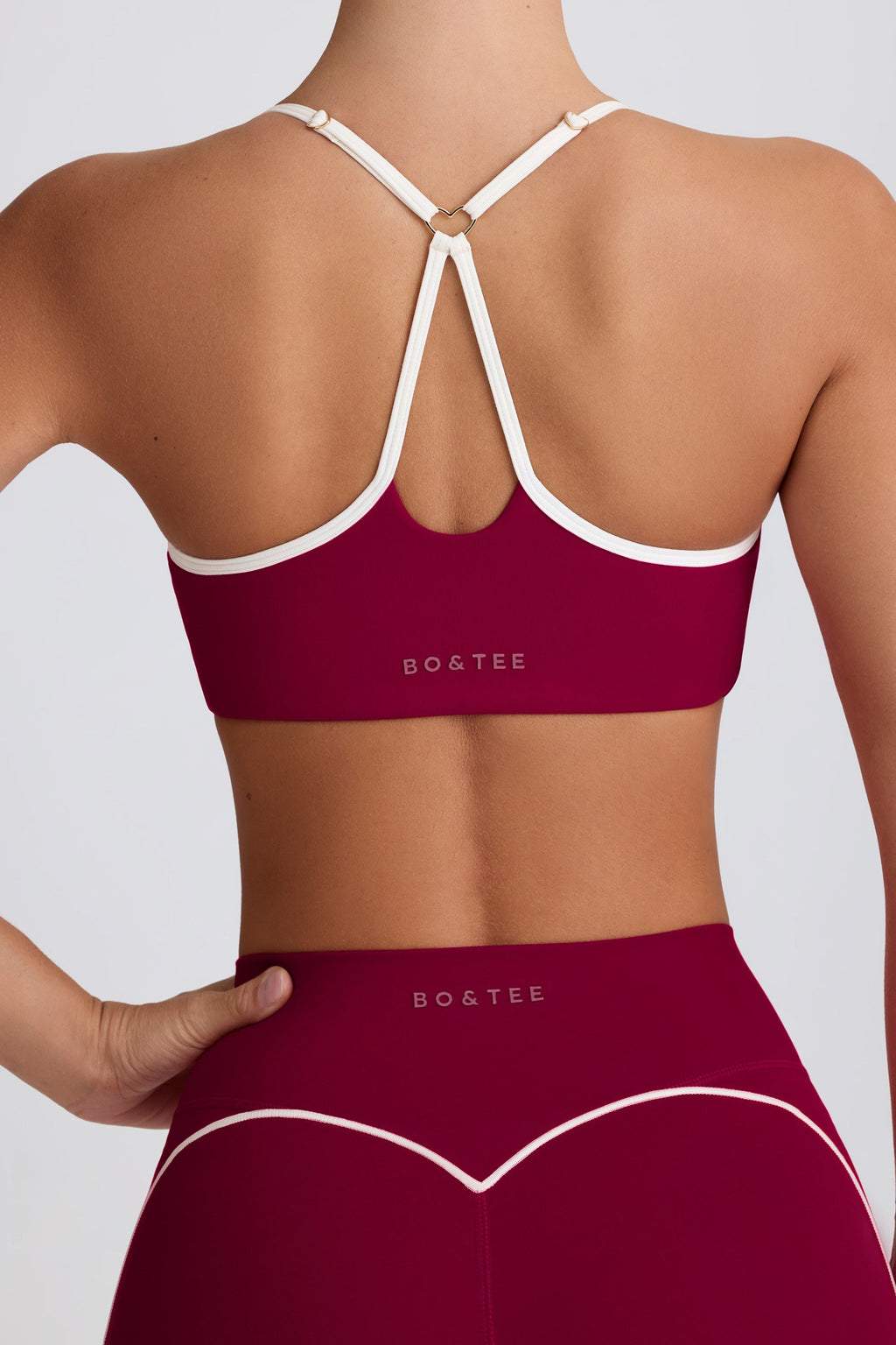 Soft Active Sweetheart-Neck Sports Bra in Burgundy