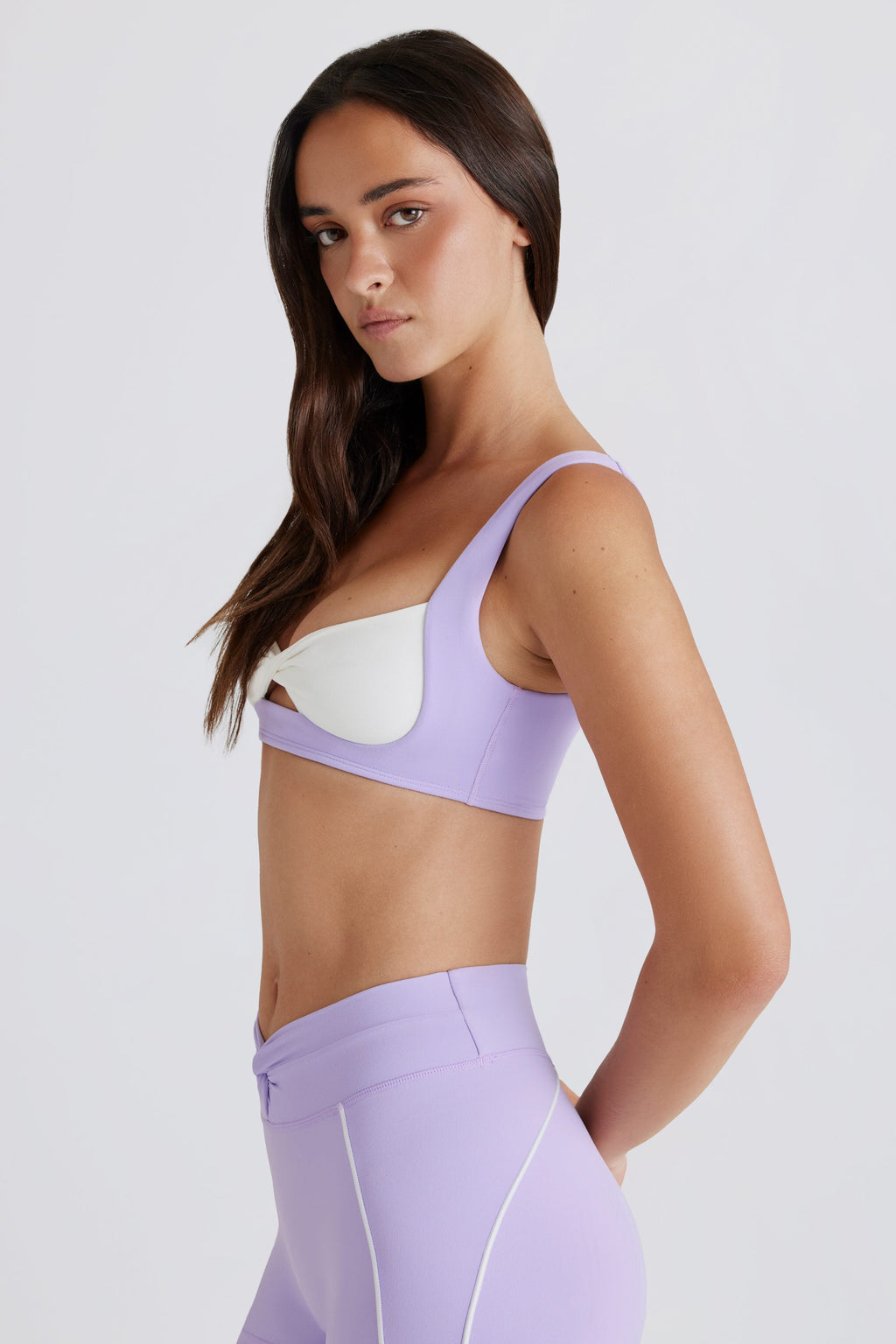 Soft Active Twist-Front Sports Bra in Lilac