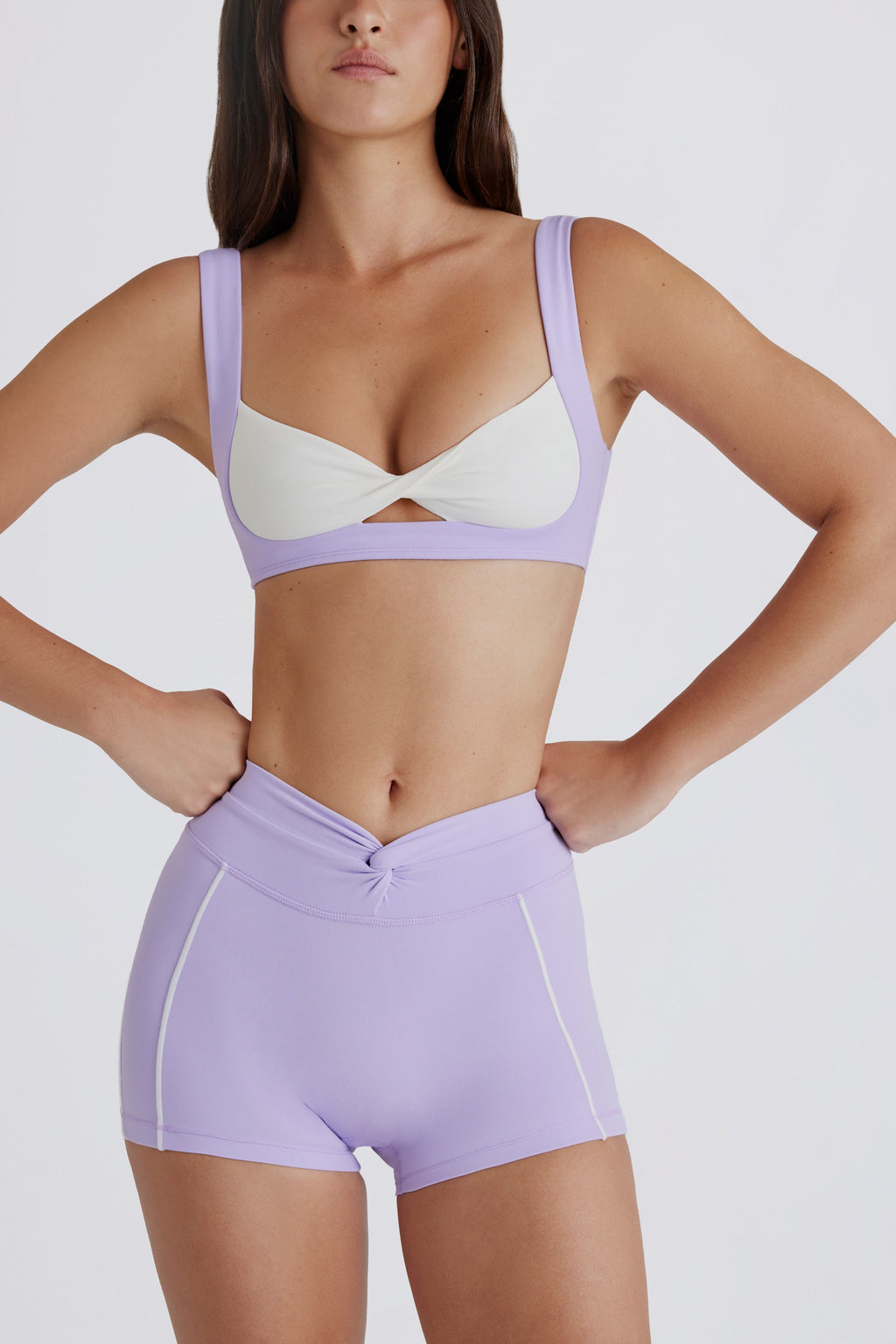 Soft Active Twist-Front Sports Bra in Lilac