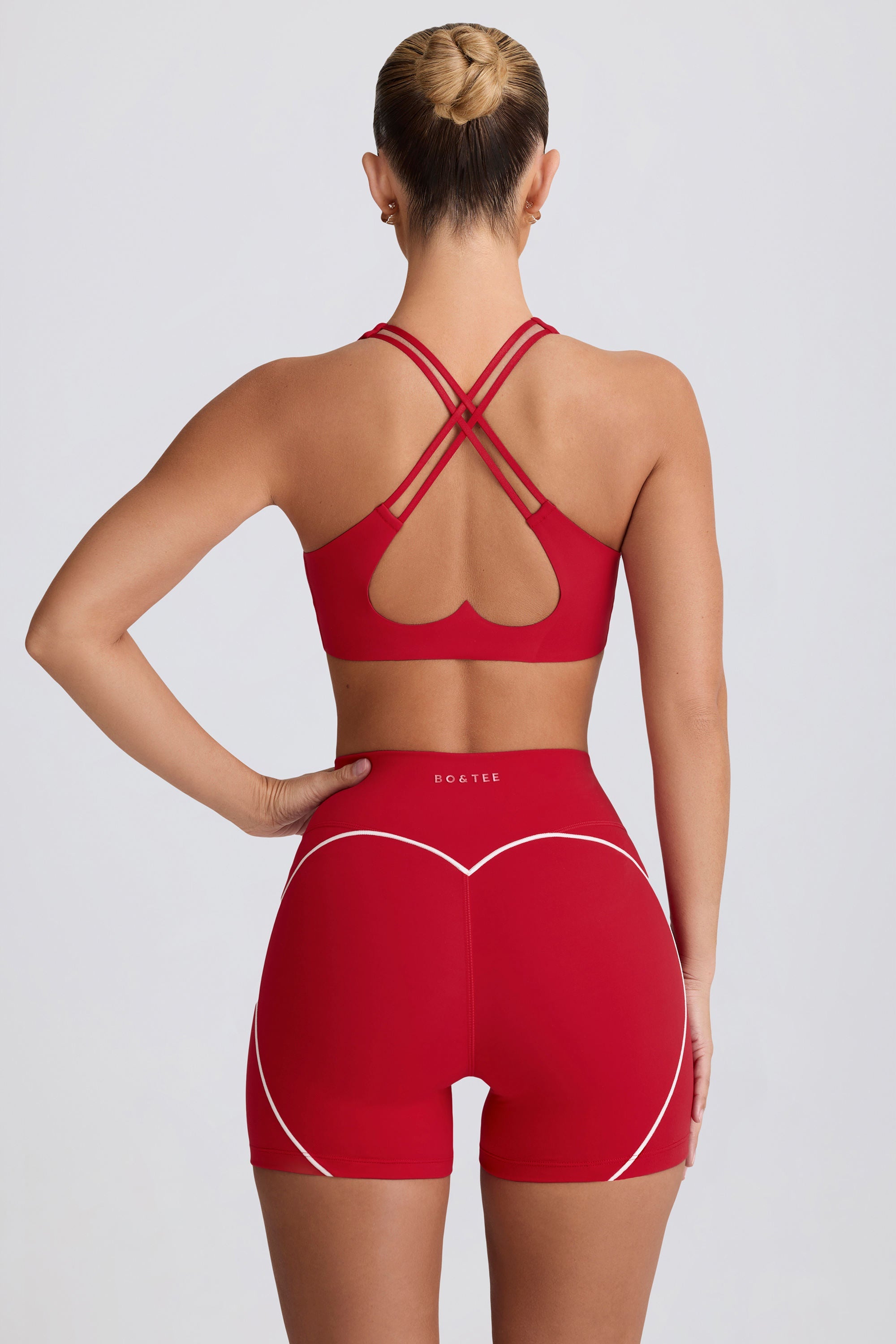 Soft Active V-Neck Sports Bra in Hot Red