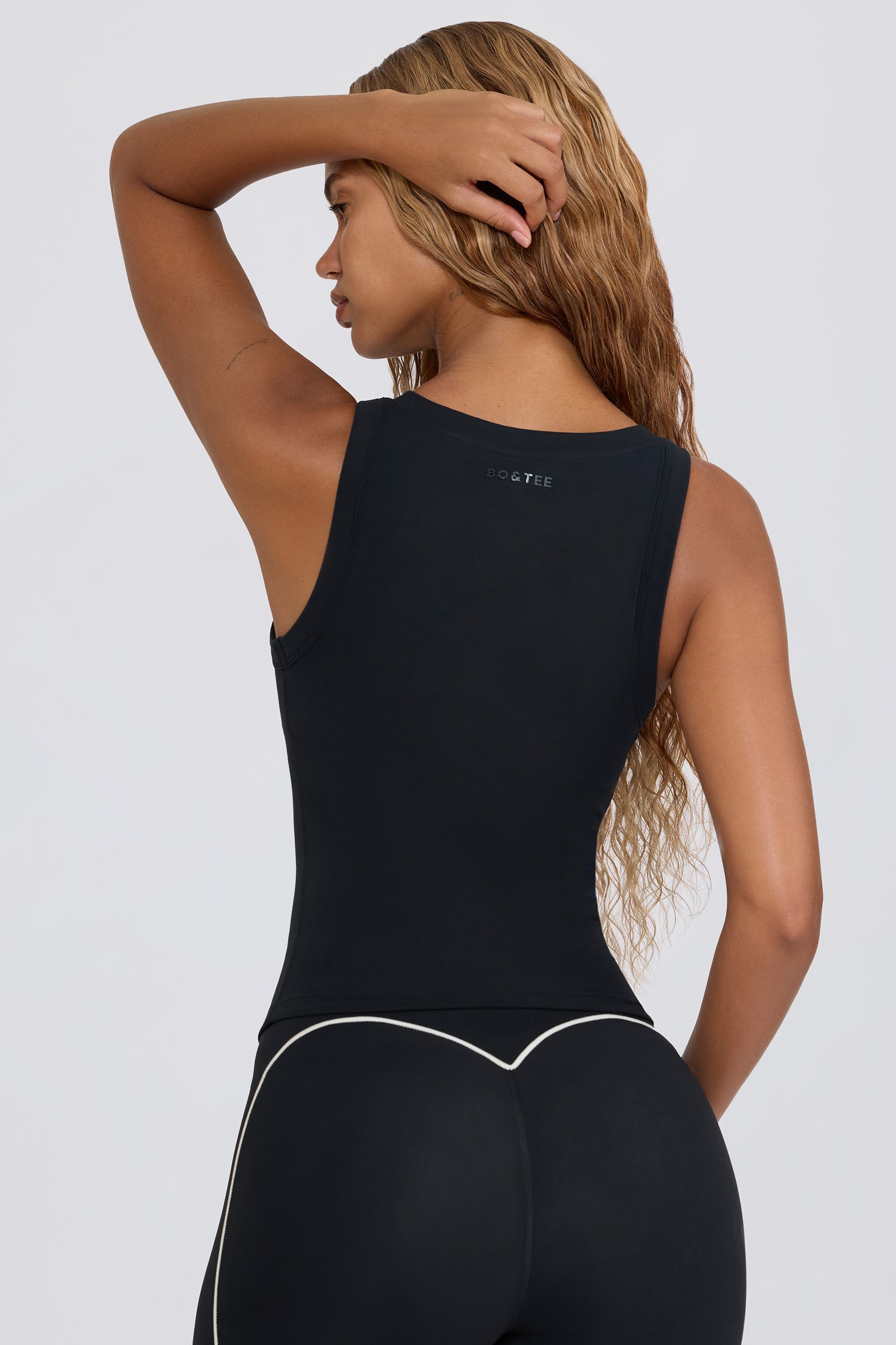 Soft Active V-Neck Tank Top in Black